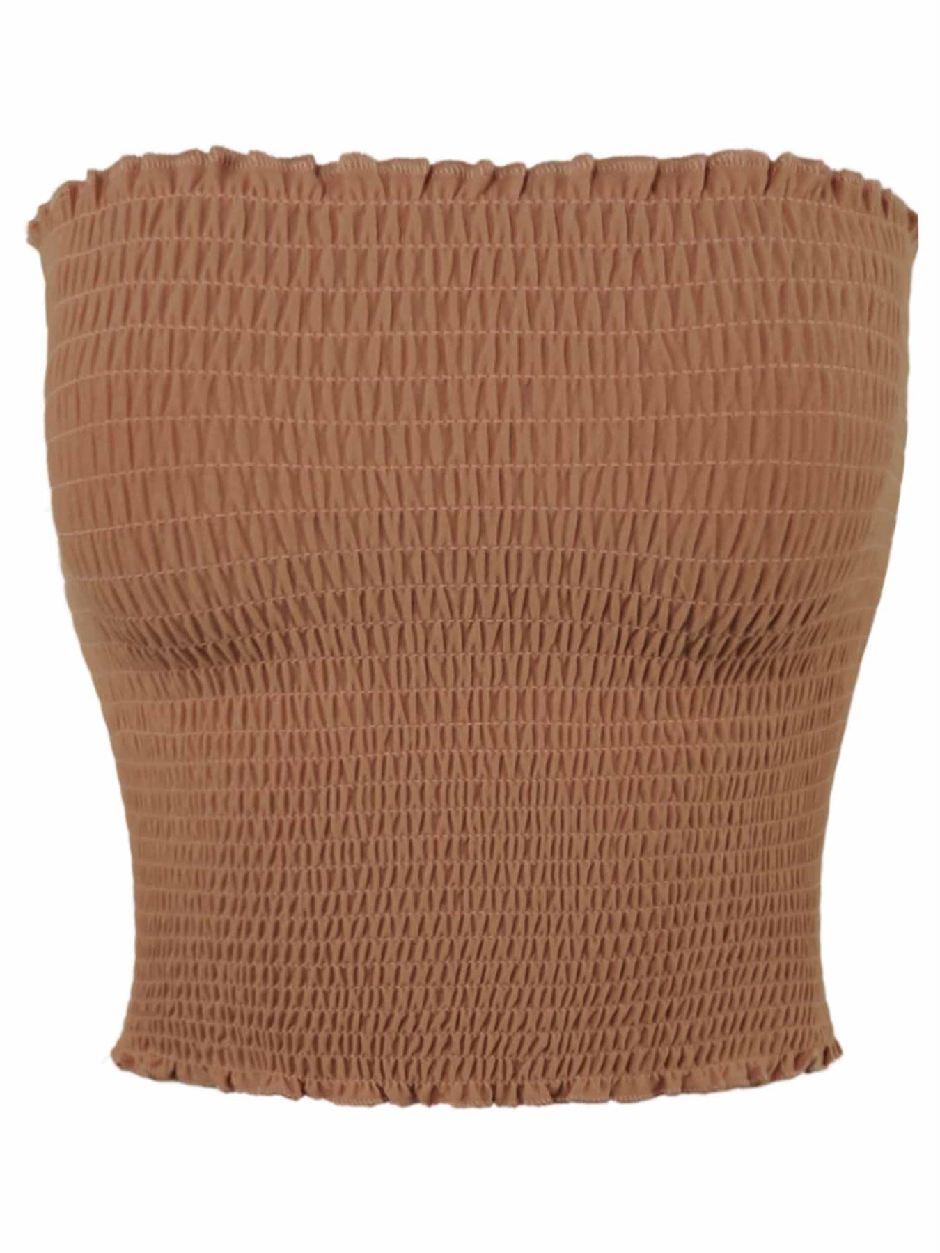 Sexy Fitted Strapless Cotton Smocked Tube Crop Tops - Picture 41 of 116