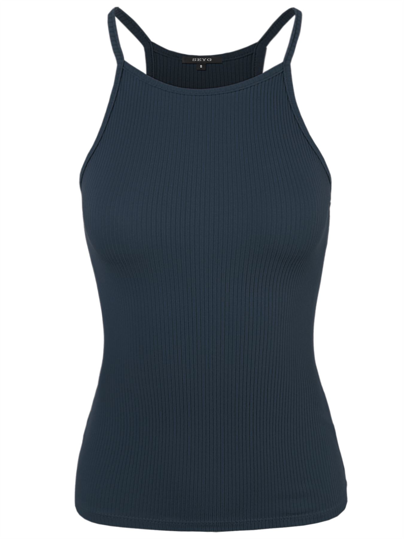 Ribbed High Square Halter Neck Racerback Cami Top - Picture 73 of 120