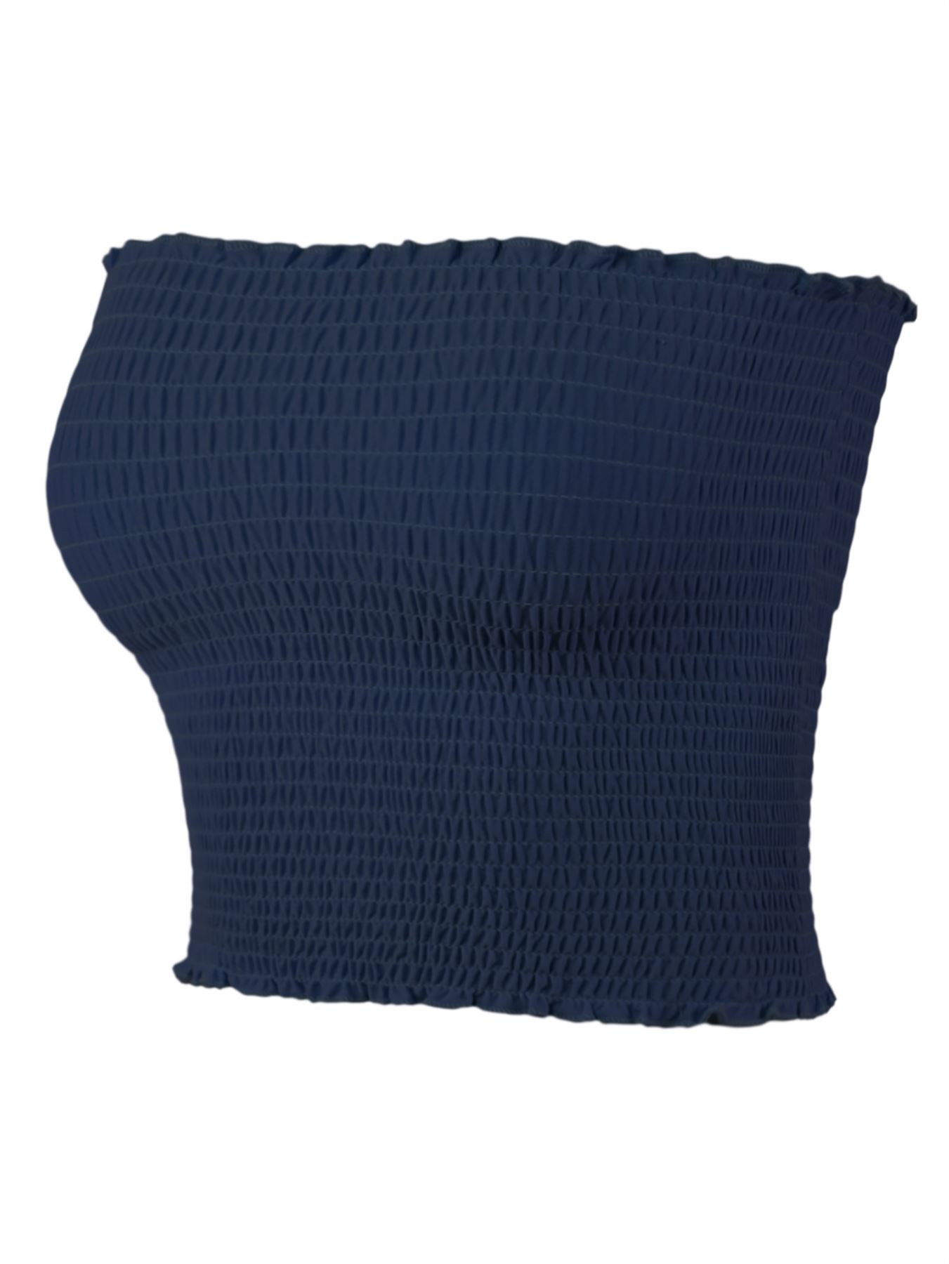 Sexy Fitted Strapless Cotton Smocked Tube Crop Tops - Picture 87 of 116