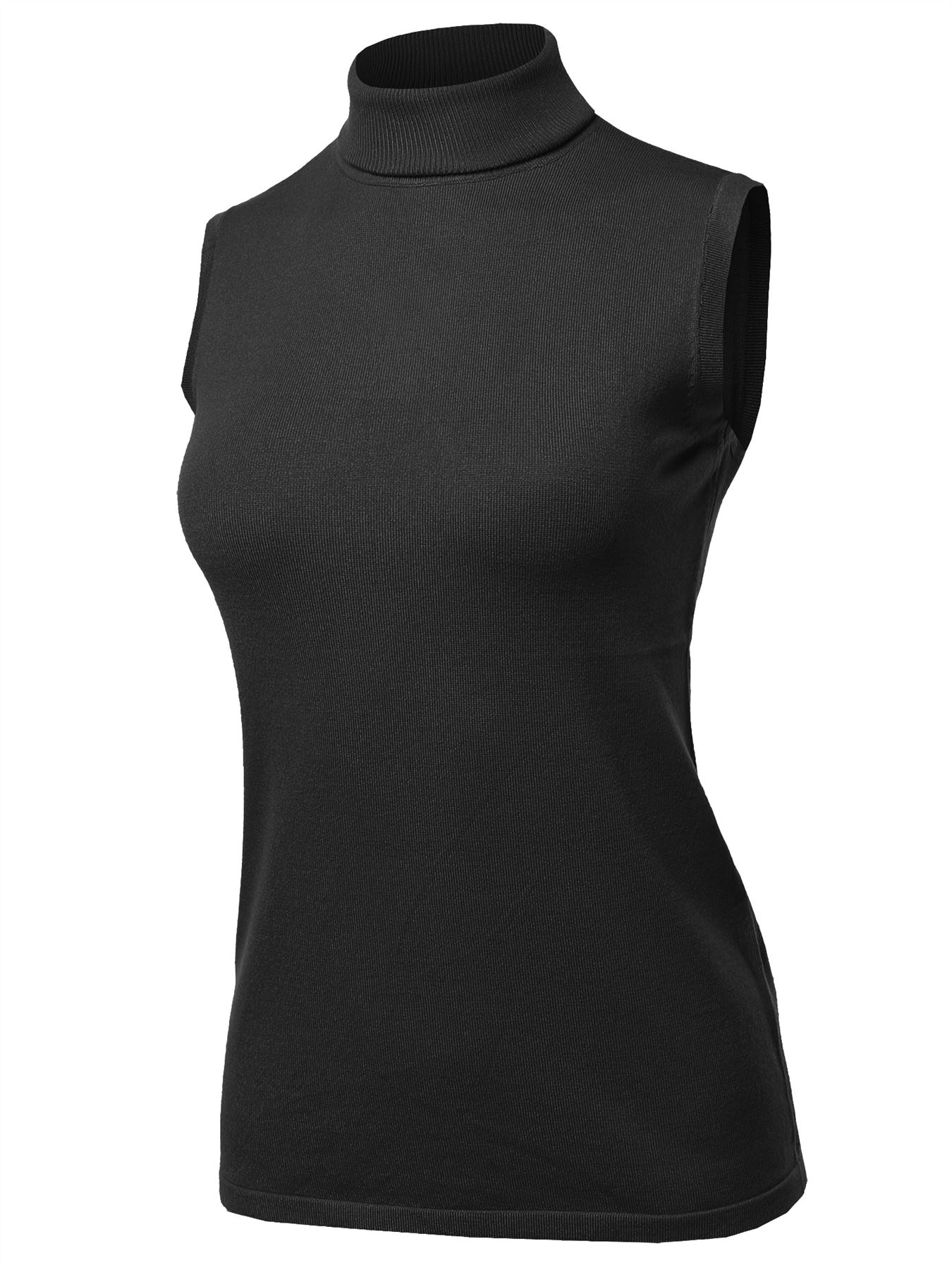 Top de suéter sin mangas cuello de tortuga viscosa - Imagen 2 de 67