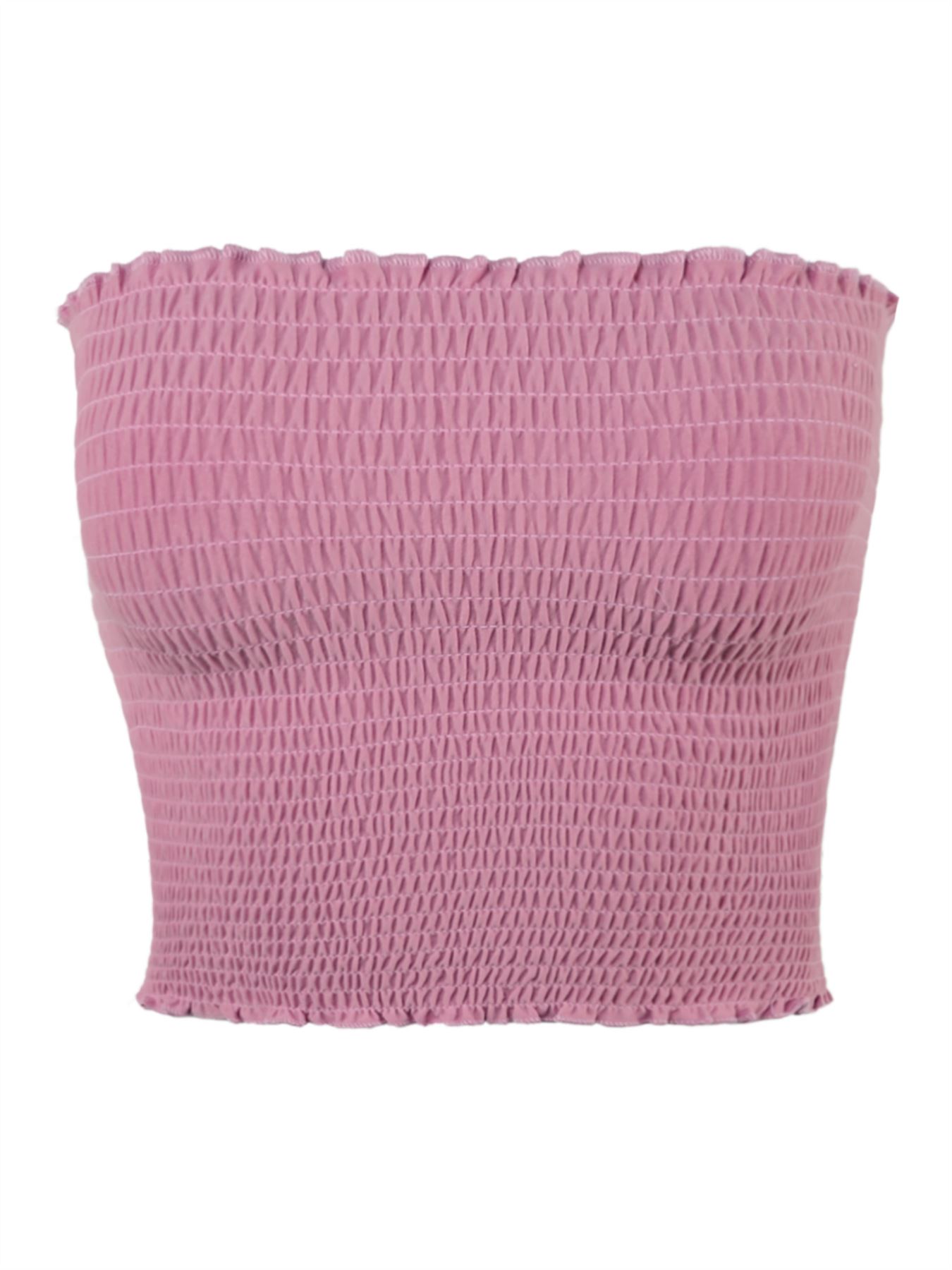 Sexy Fitted Strapless Cotton Smocked Tube Crop Tops - Picture 74 of 116