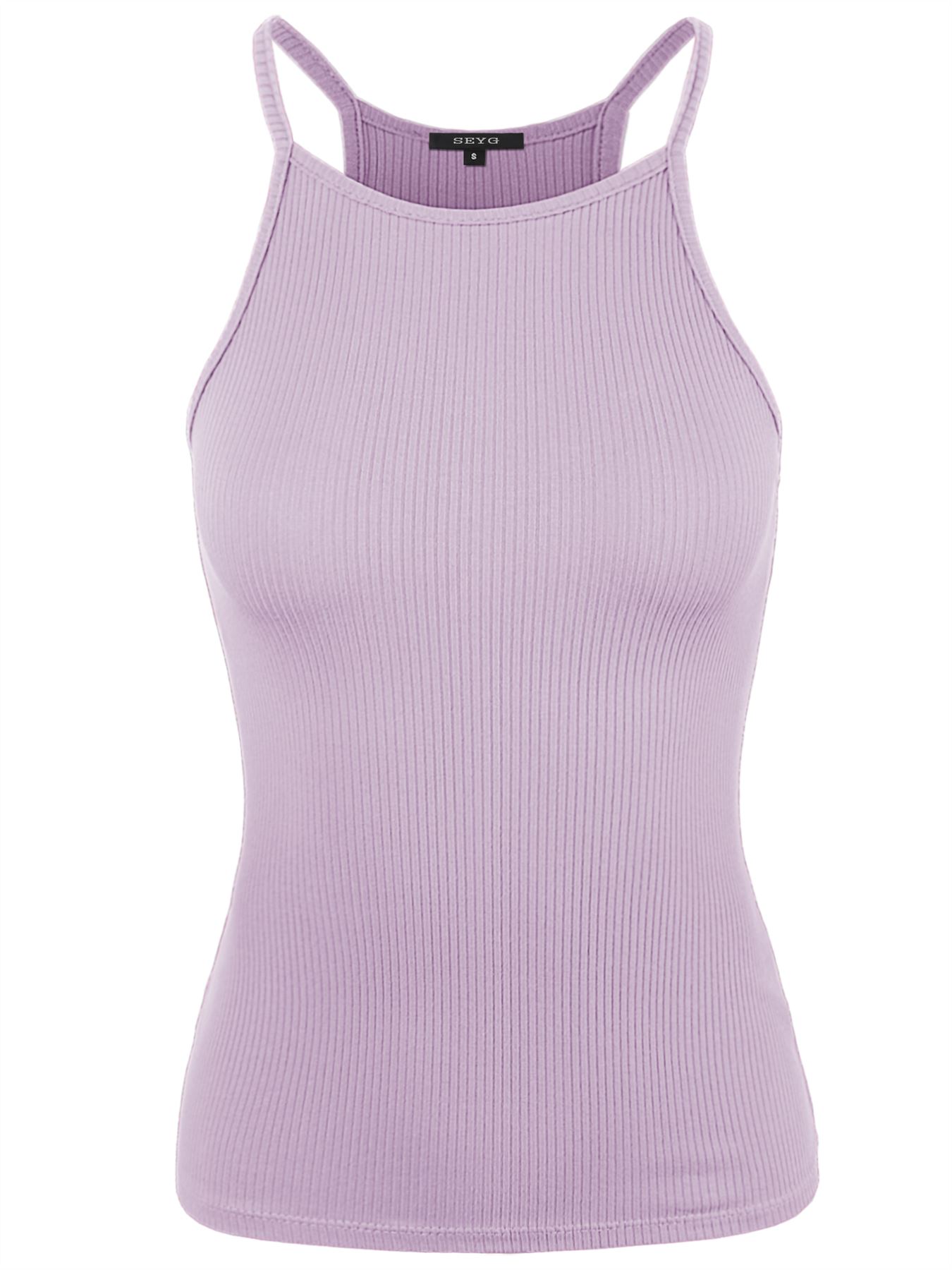 Ribbed High Square Halter Neck Racerback Cami Top - Picture 86 of 120