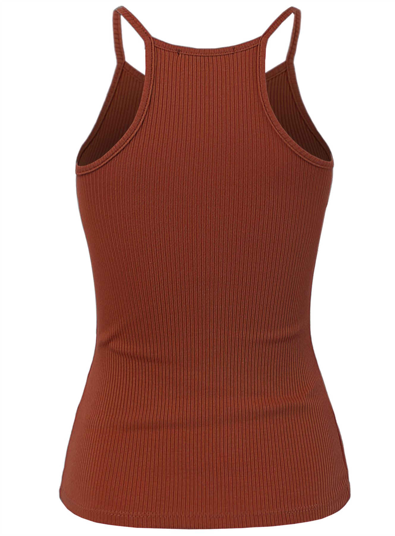 Ribbed High Square Halter Neck Racerback Cami Top - Picture 106 of 120