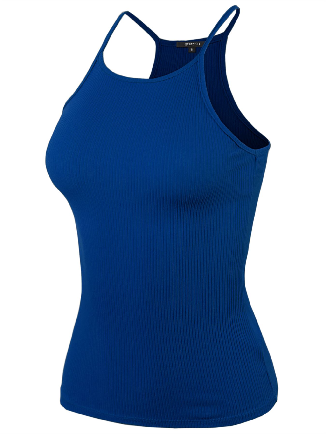 Ribbed High Square Halter Neck Racerback Cami Top - Picture 99 of 120