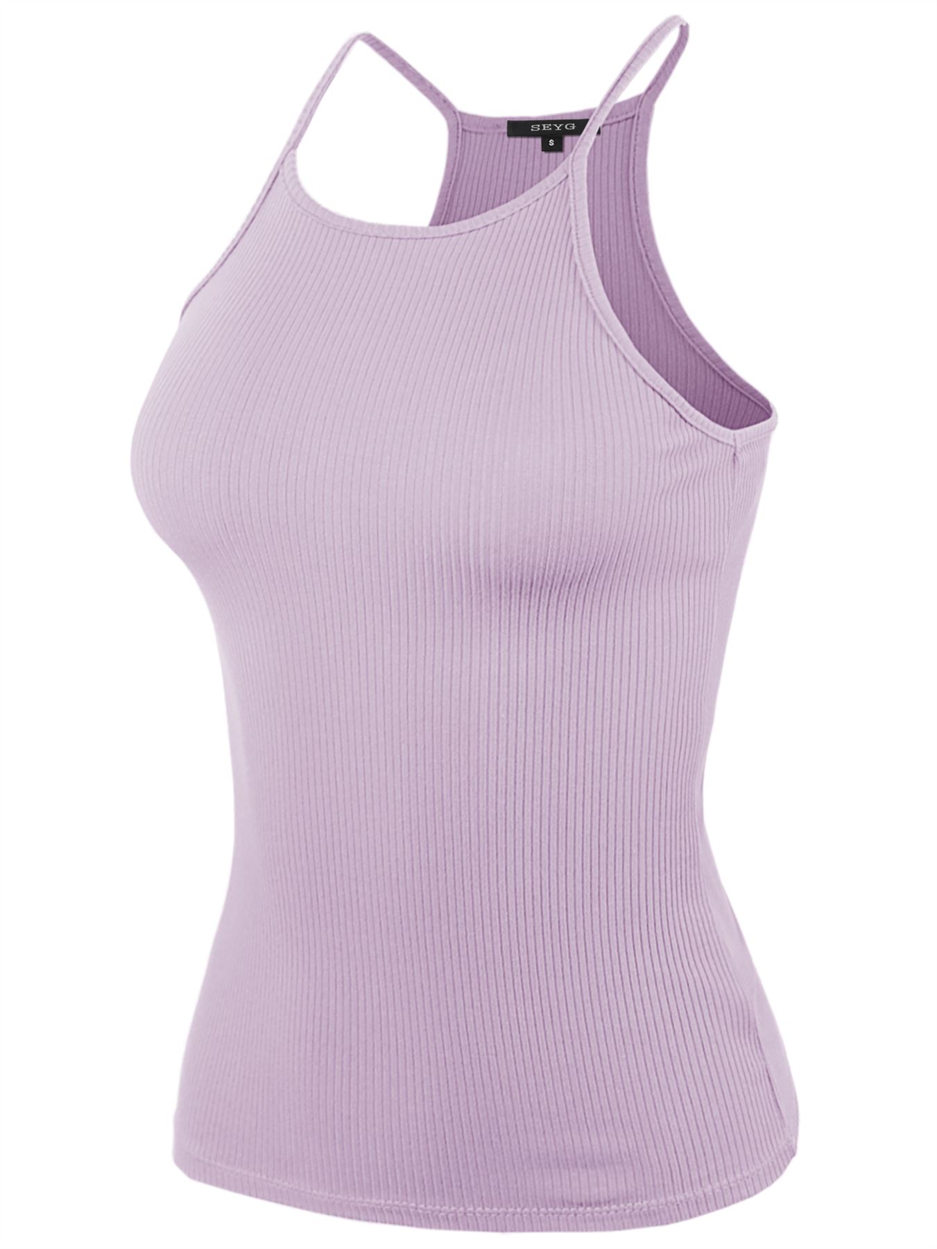 Ribbed High Square Halter Neck Racerback Cami Top - Picture 87 of 120