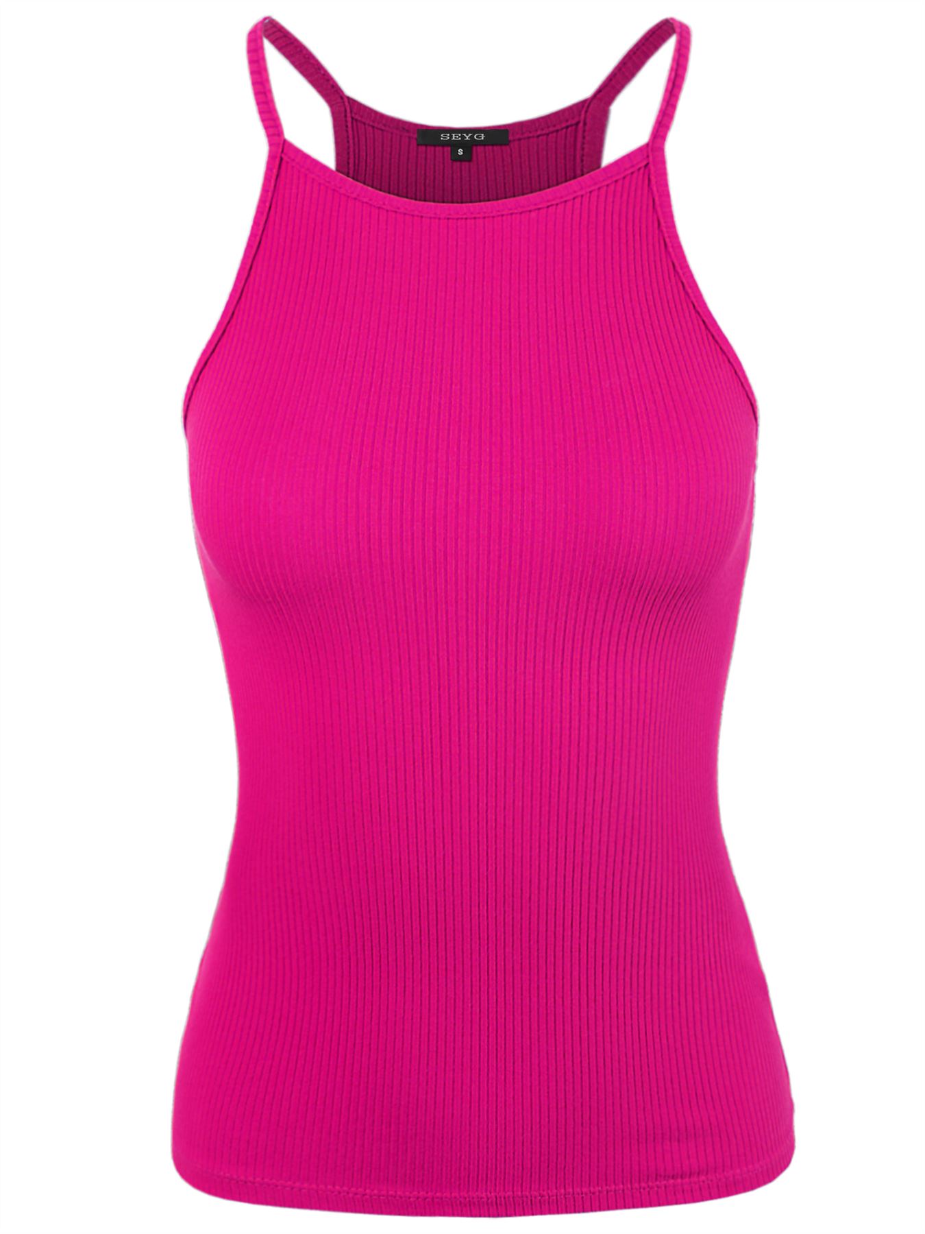 Ribbed High Square Halter Neck Racerback Cami Top - Picture 80 of 120