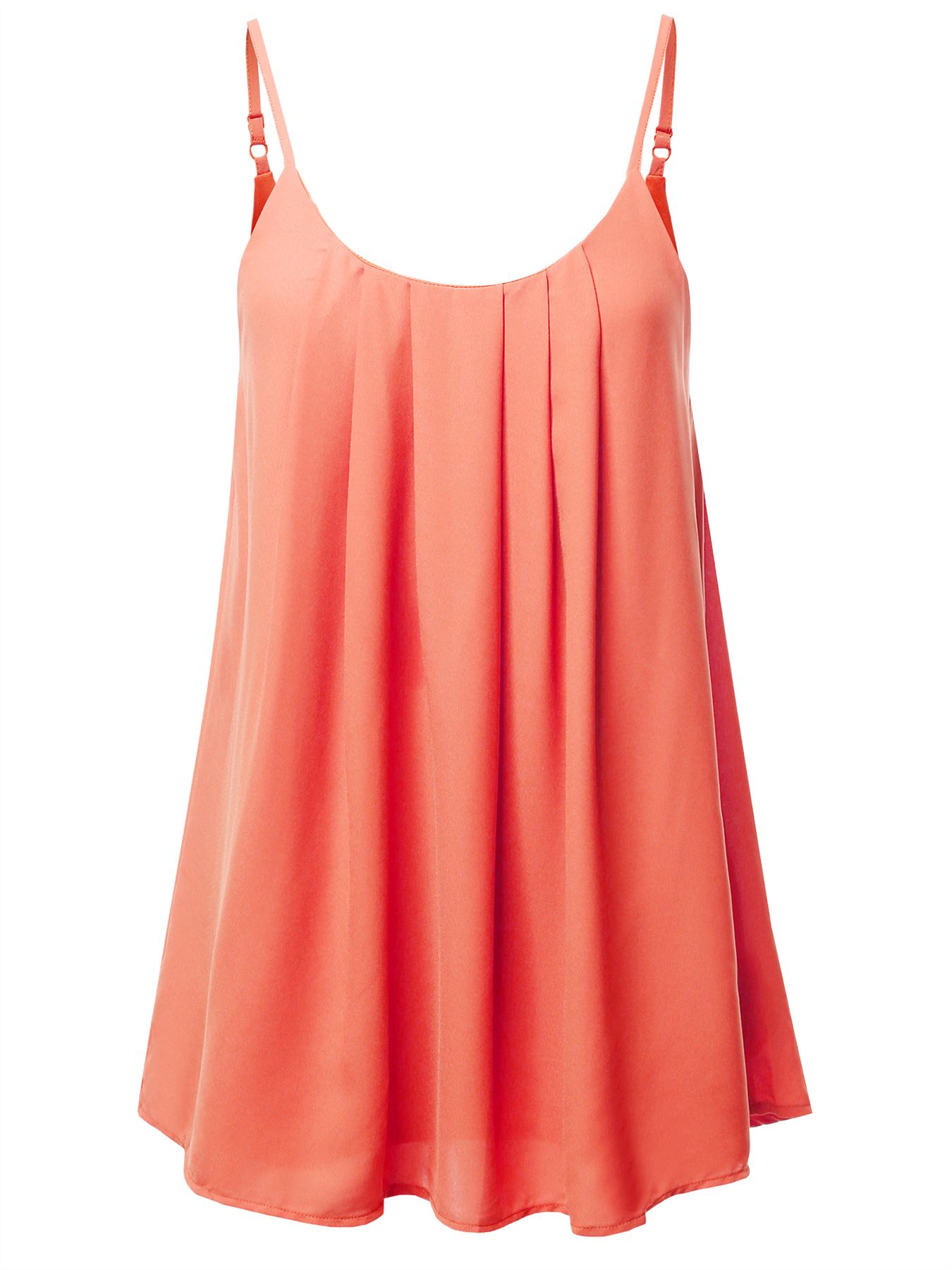Relaxed Fit Wool Dobby Woven Lining Double Layer Spaghetti Cami Pleated Top - Picture 17 of 32