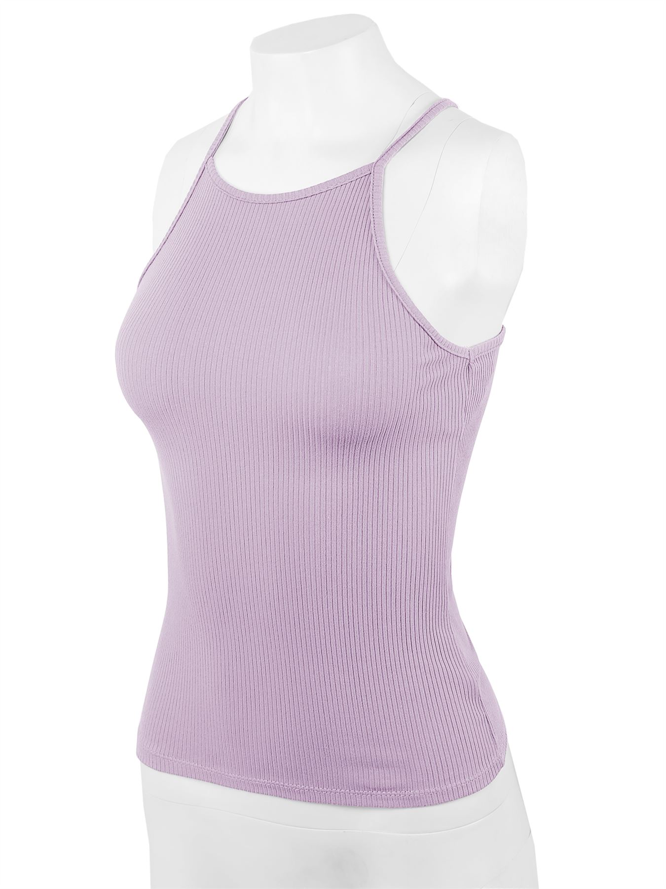 Ribbed High Square Halter Neck Racerback Cami Top - Picture 89 of 120