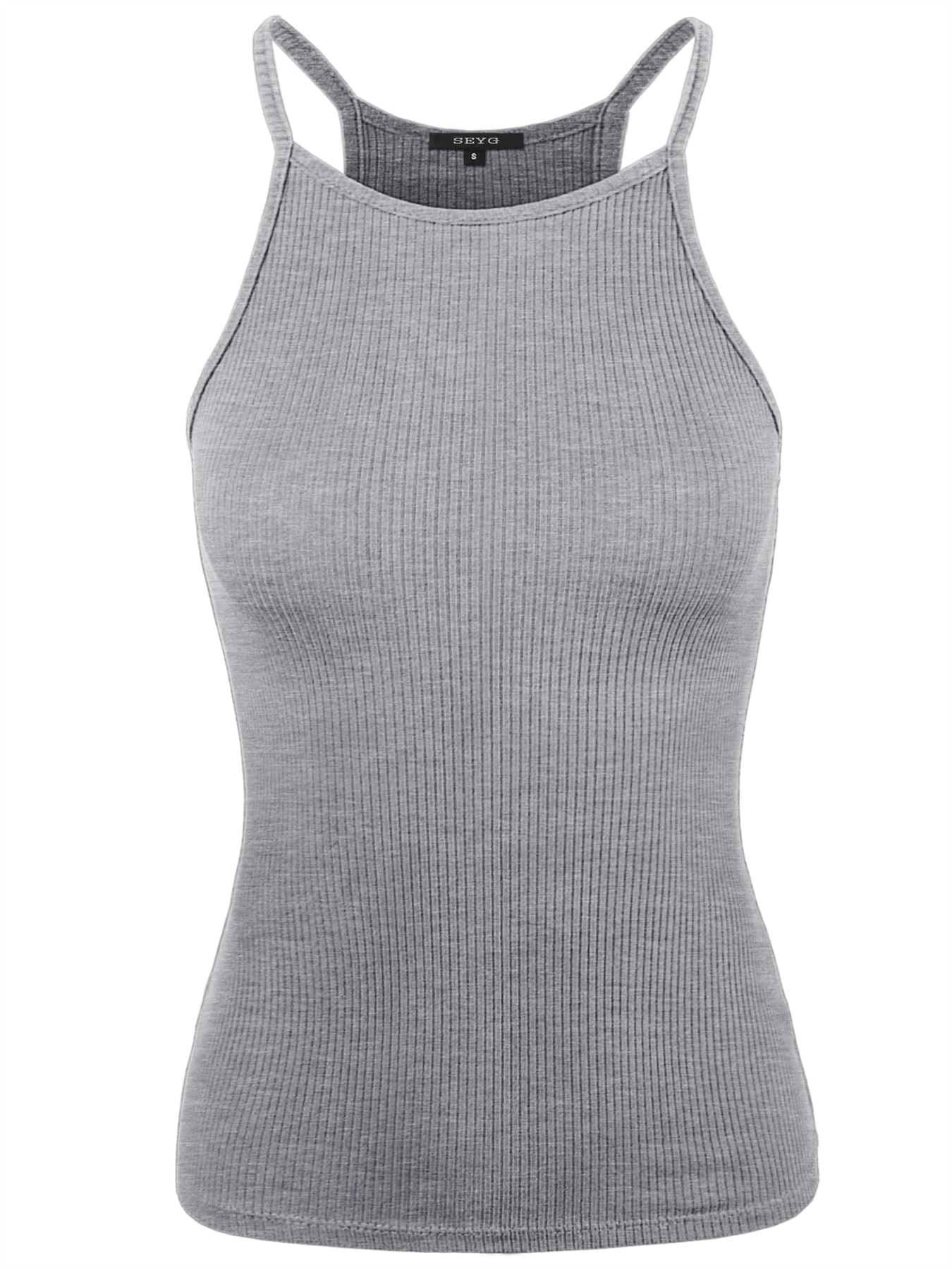 Ribbed High Square Halter Neck Racerback Cami Top - Picture 56 of 120