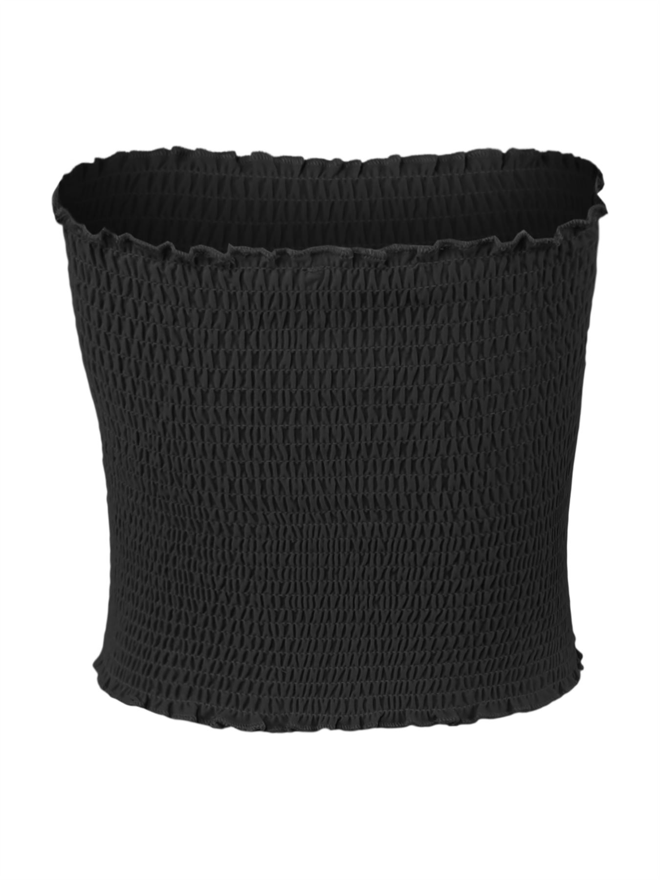 Sexy Fitted Strapless Cotton Smocked Tube Crop Tops - Picture 26 of 116