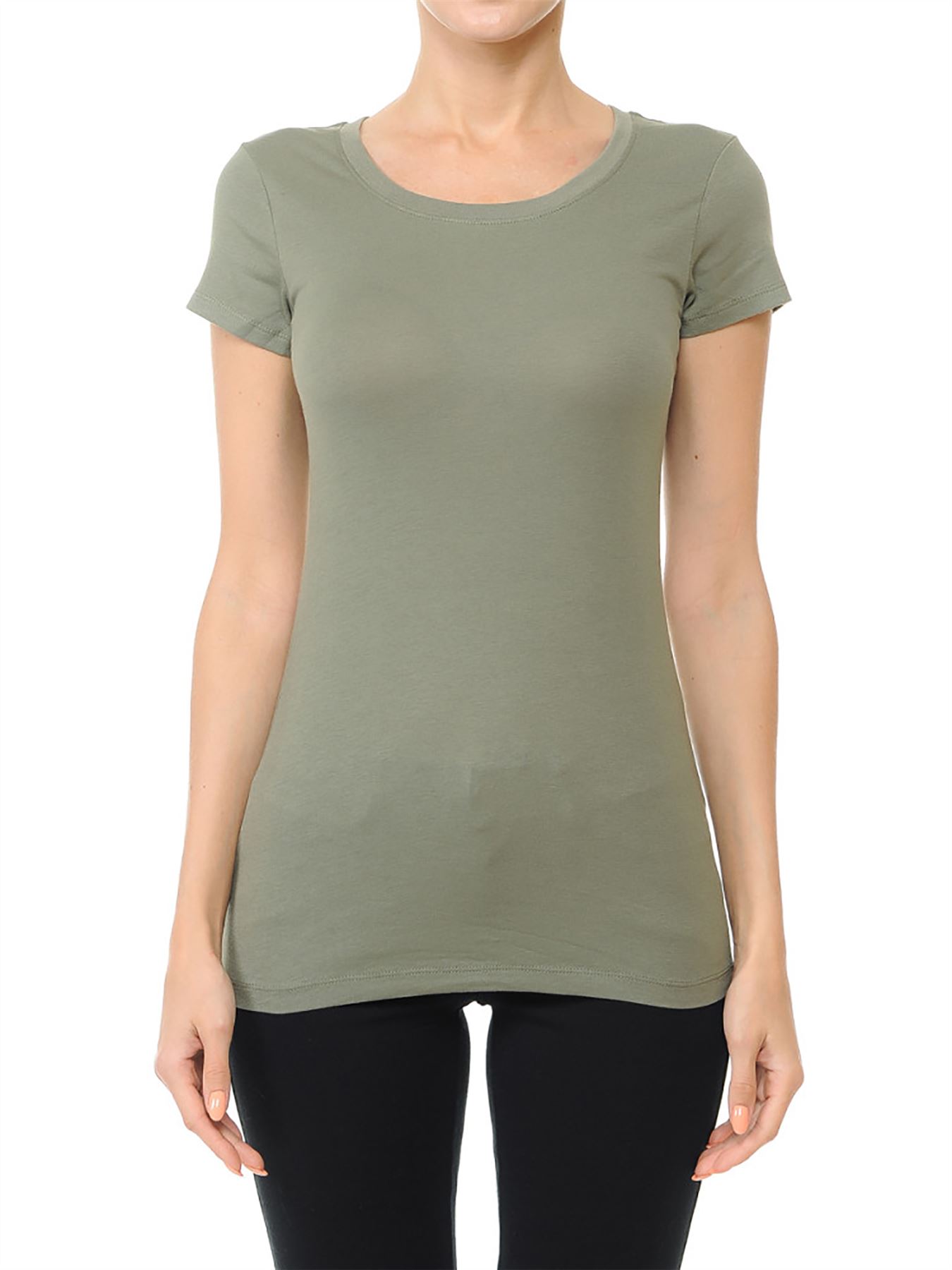 Crew Neck Short Sleeve Basic Top Shirts - Picture 13 of 21