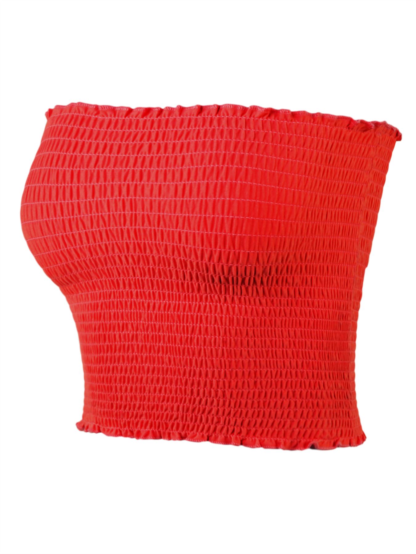 Sexy Fitted Strapless Cotton Smocked Tube Crop Tops - Picture 99 of 116