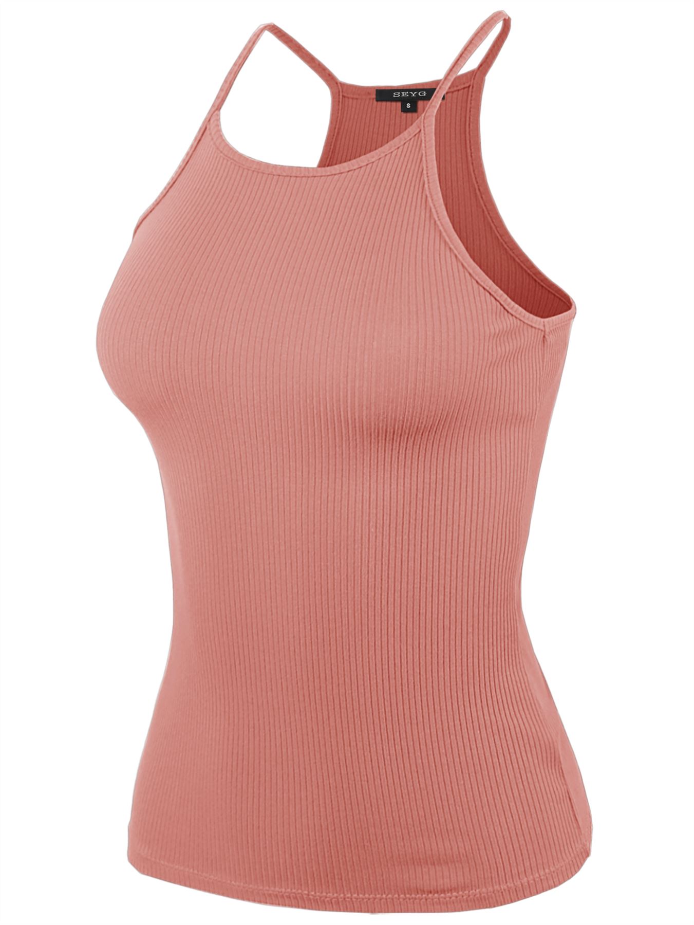 Ribbed High Square Halter Neck Racerback Cami Top - Picture 69 of 120