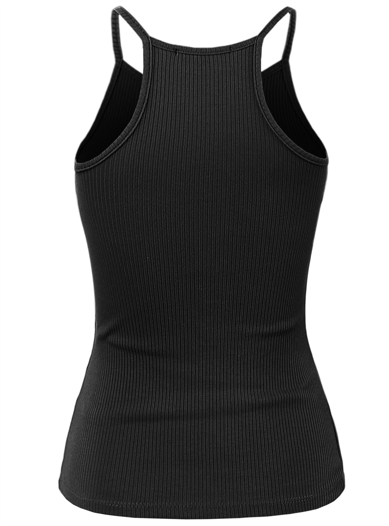 Ribbed High Square Halter Neck Racerback Cami Top - Picture 5 of 120