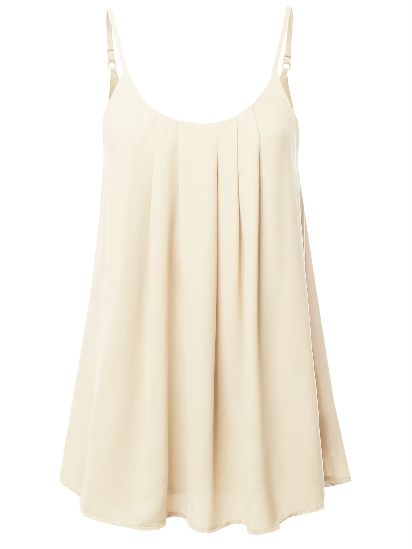 Relaxed Fit Wool Dobby Woven Lining Double Layer Spaghetti Cami Pleated Top - Picture 13 of 32