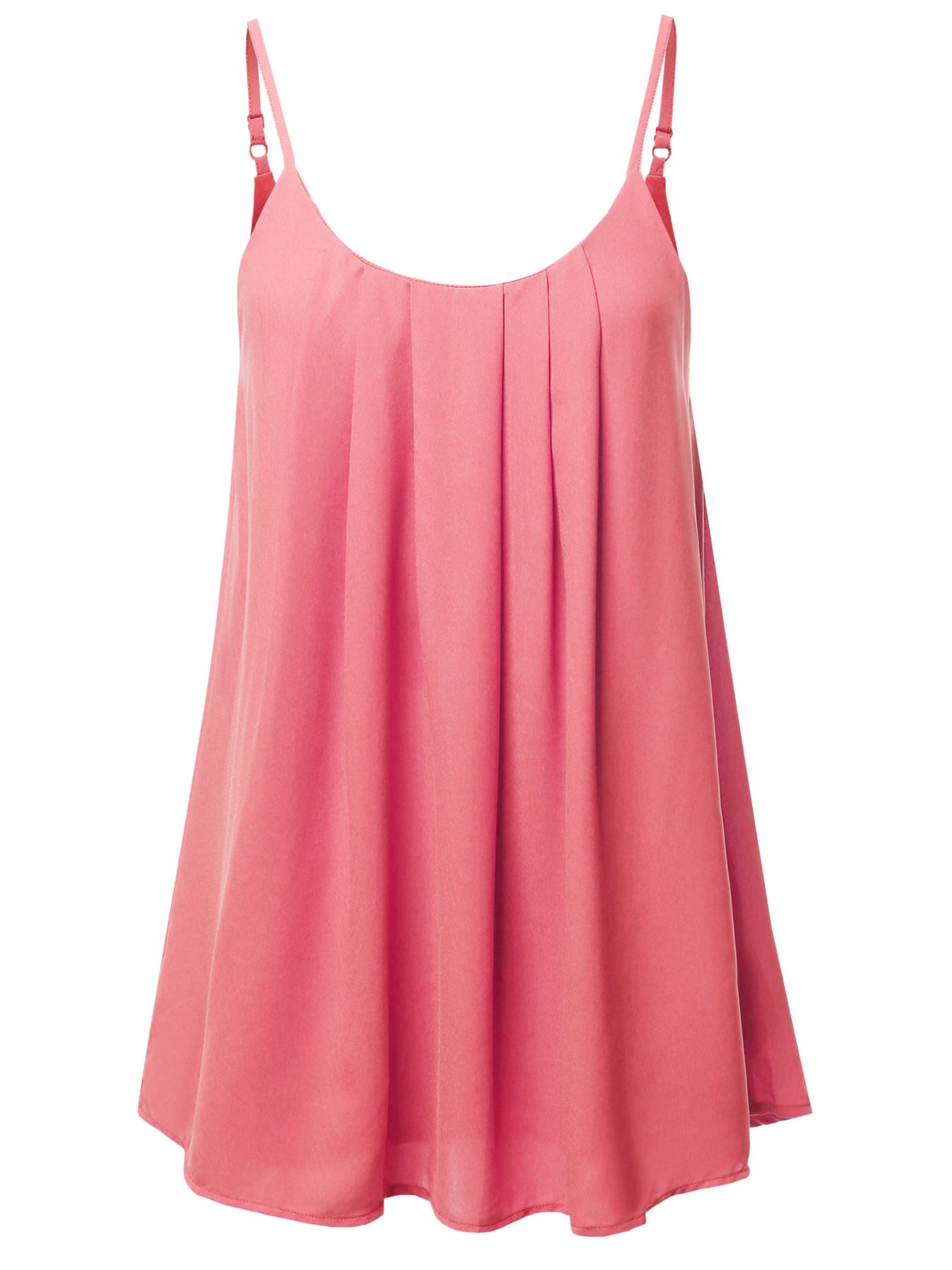 Relaxed Fit Wool Dobby Woven Lining Double Layer Spaghetti Cami Pleated Top - Picture 11 of 32