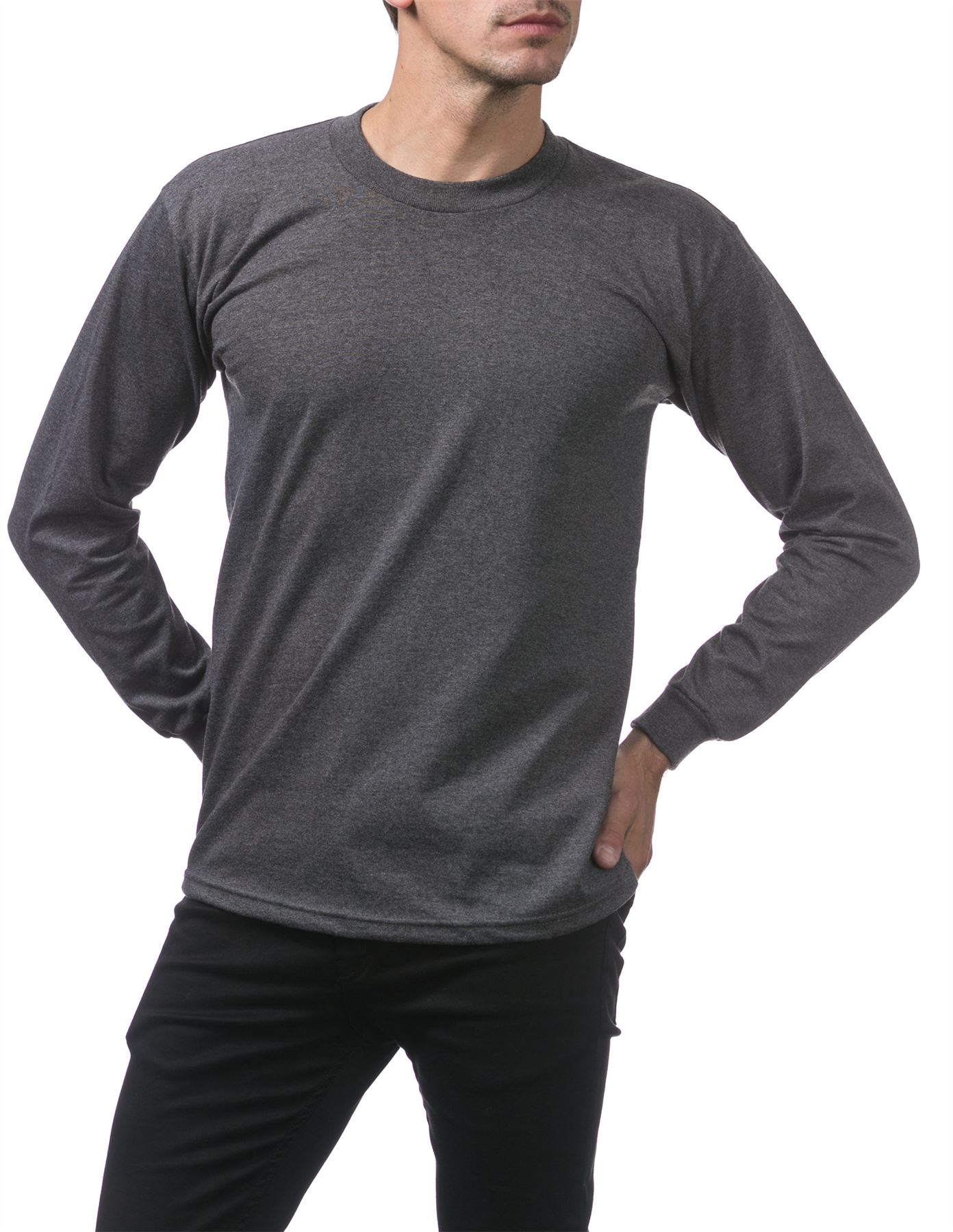 Pro Club Heavyweight Cotton Long Sleeve Crew Neck T-shirt - Picture 16 of 90