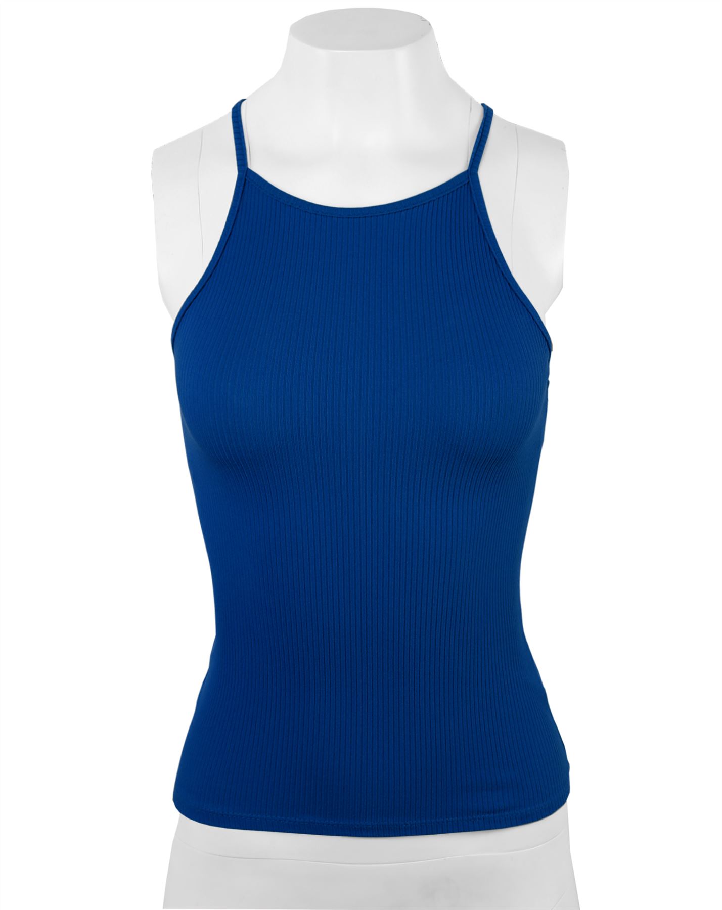 Ribbed High Square Halter Neck Racerback Cami Top - Picture 102 of 120