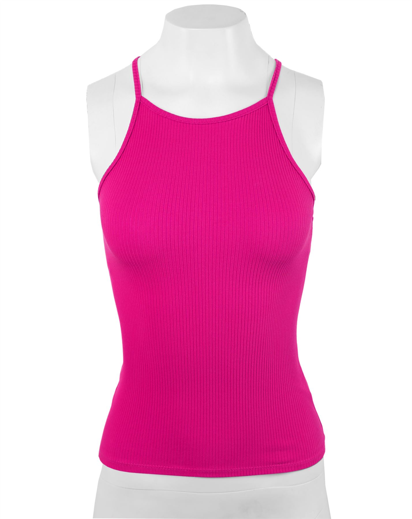 Ribbed High Square Halter Neck Racerback Cami Top - Picture 84 of 120
