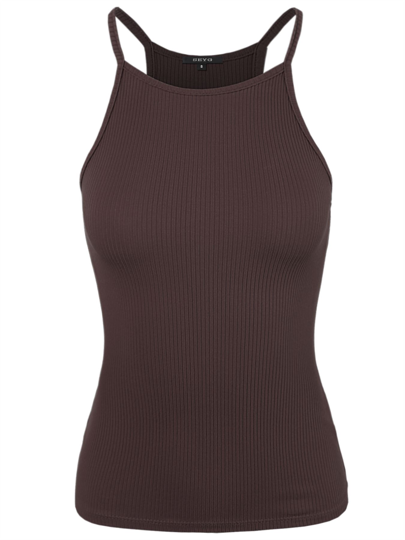 Ribbed High Square Halter Neck Racerback Cami Top - Picture 21 of 120