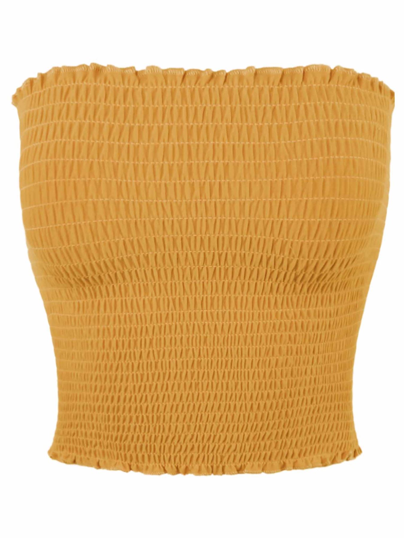 Sexy Fitted Strapless Cotton Smocked Tube Crop Tops - Picture 55 of 116