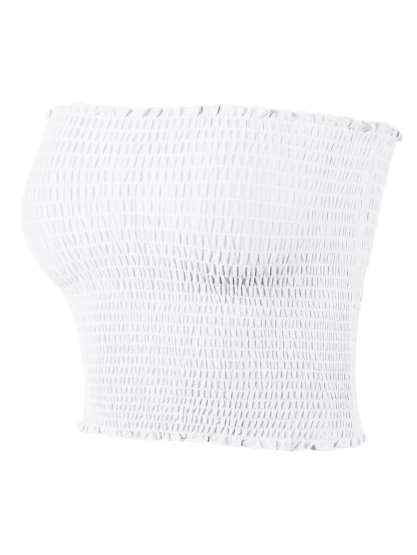 Sexy Fitted Strapless Cotton Smocked Tube Crop Tops - Picture 111 of 116