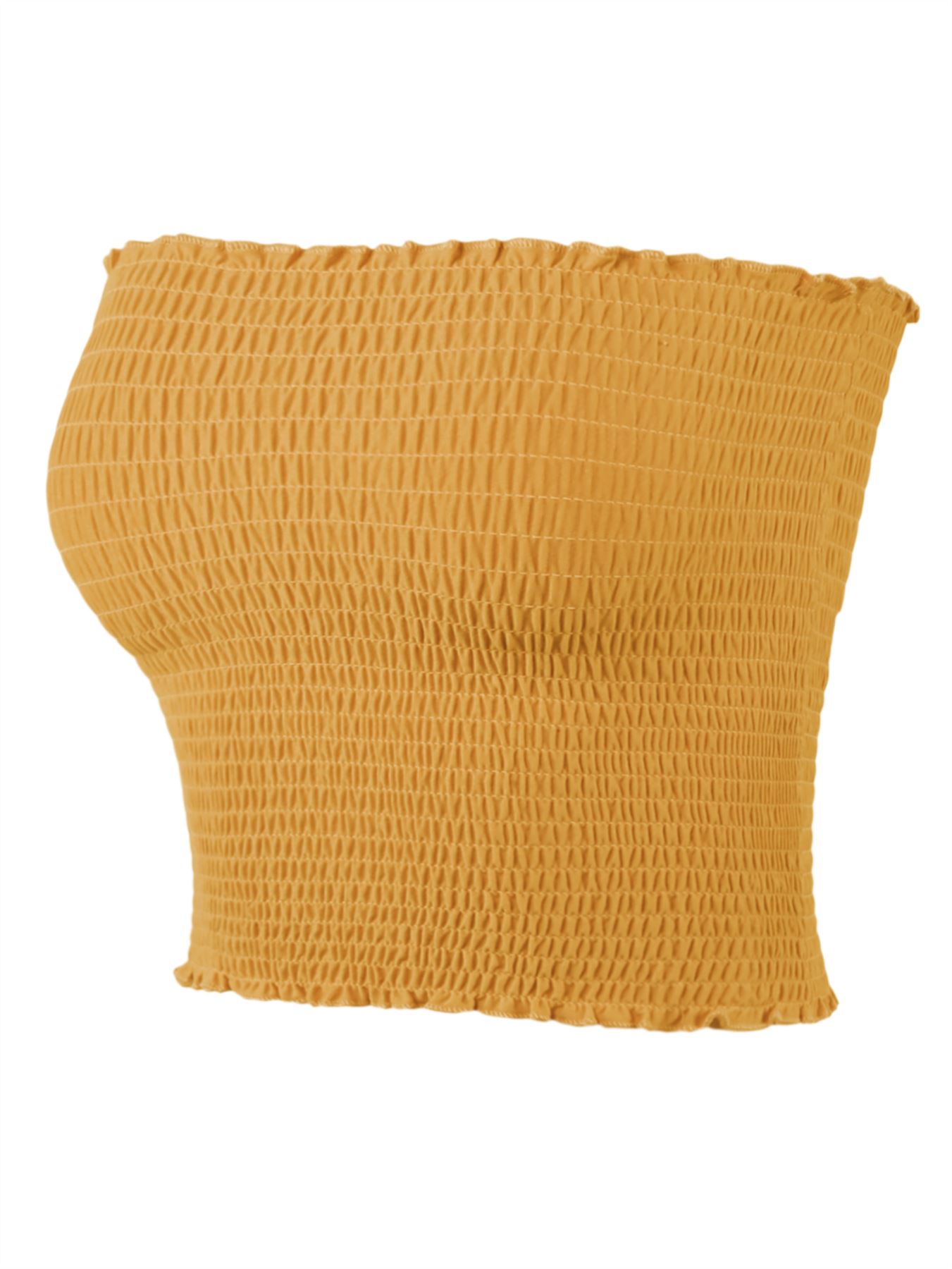 Sexy Fitted Strapless Cotton Smocked Tube Crop Tops - Picture 56 of 116