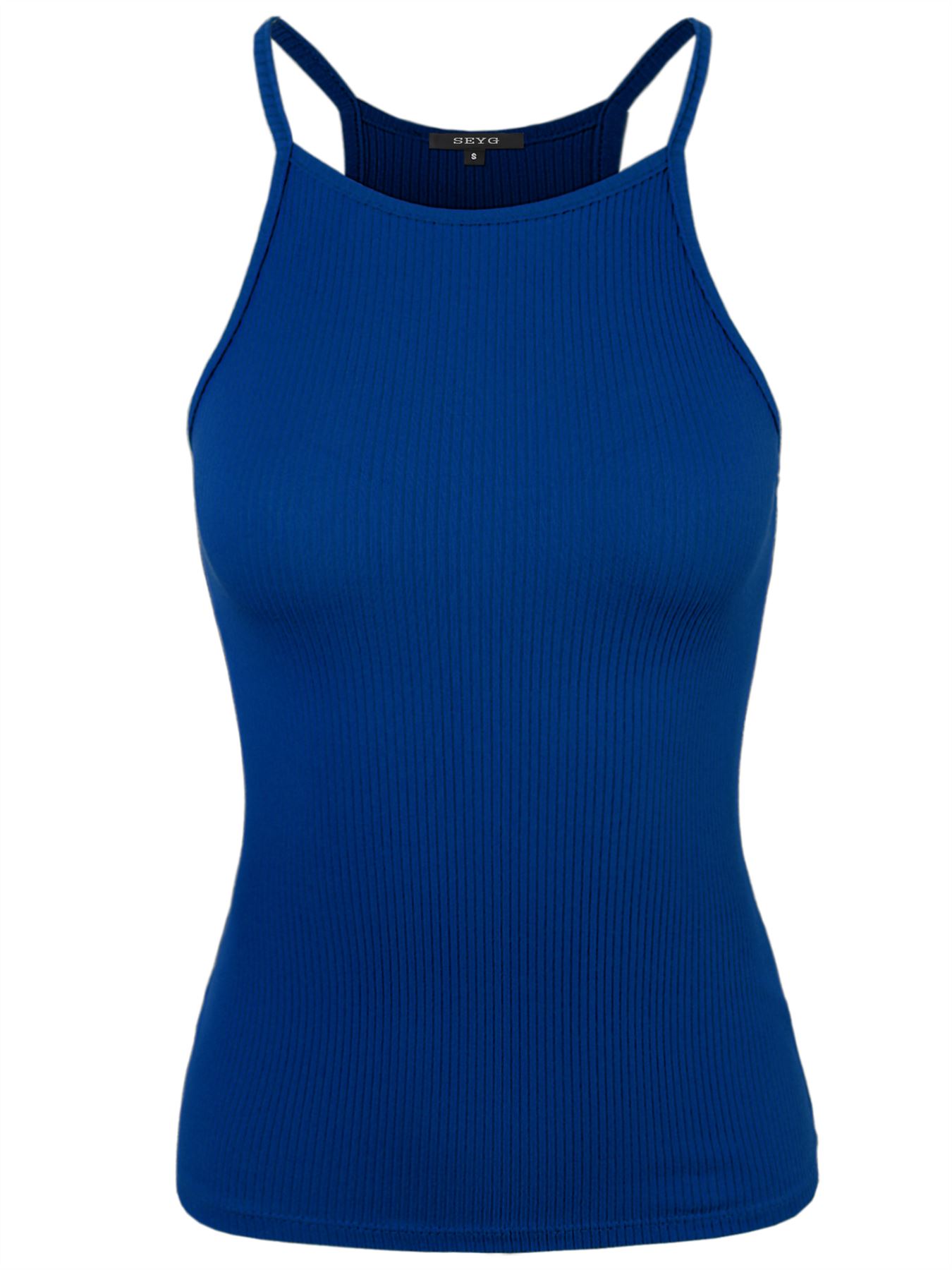 Ribbed High Square Halter Neck Racerback Cami Top - Picture 98 of 120