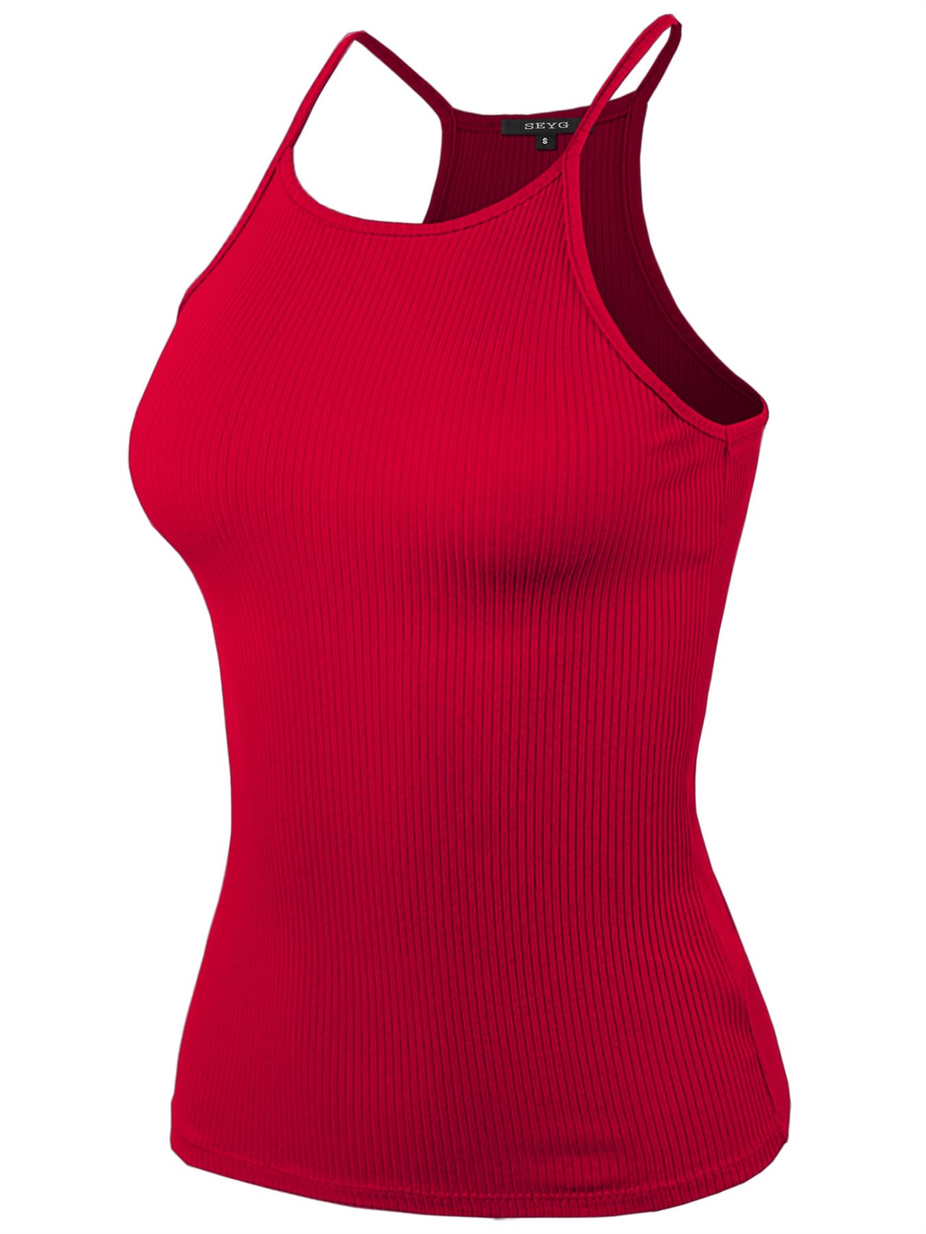 Ribbed High Square Halter Neck Racerback Cami Top - Picture 45 of 120