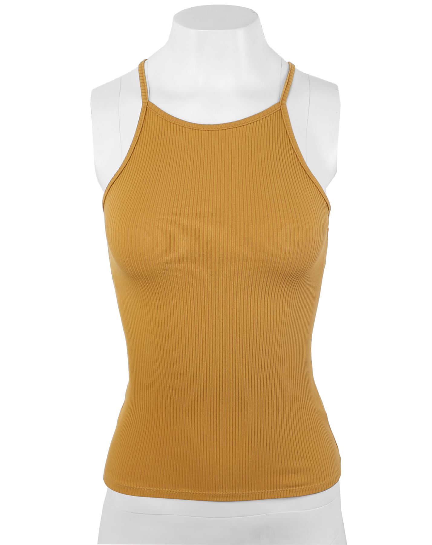 Ribbed High Square Halter Neck Racerback Cami Top - Picture 36 of 120