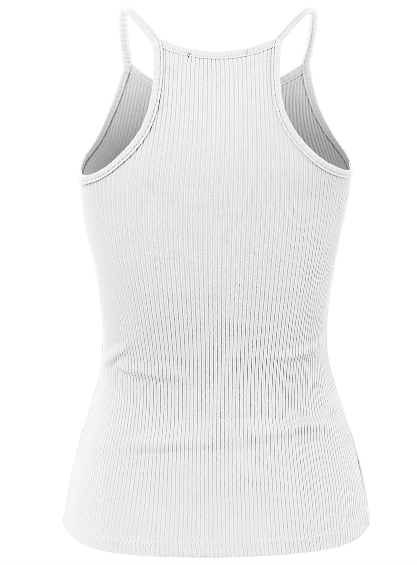 Ribbed High Square Halter Neck Racerback Cami Top - Picture 118 of 120