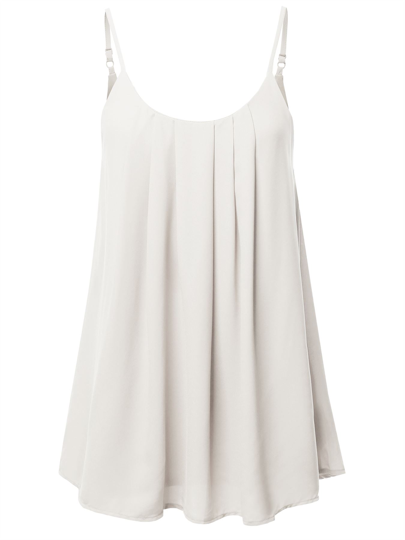 Relaxed Fit Wool Dobby Woven Lining Double Layer Spaghetti Cami Pleated Top - Picture 21 of 32