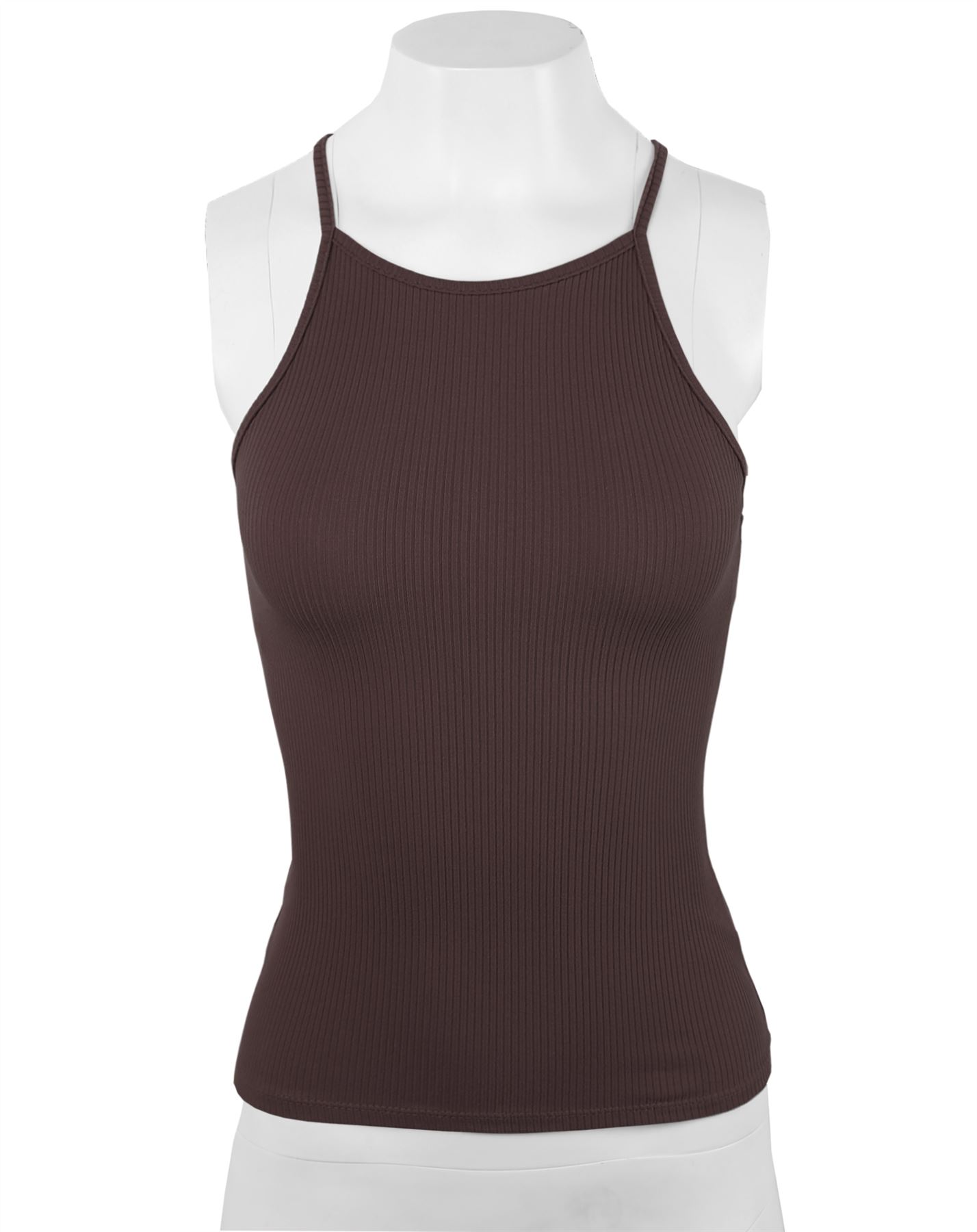 Ribbed High Square Halter Neck Racerback Cami Top - Picture 25 of 120