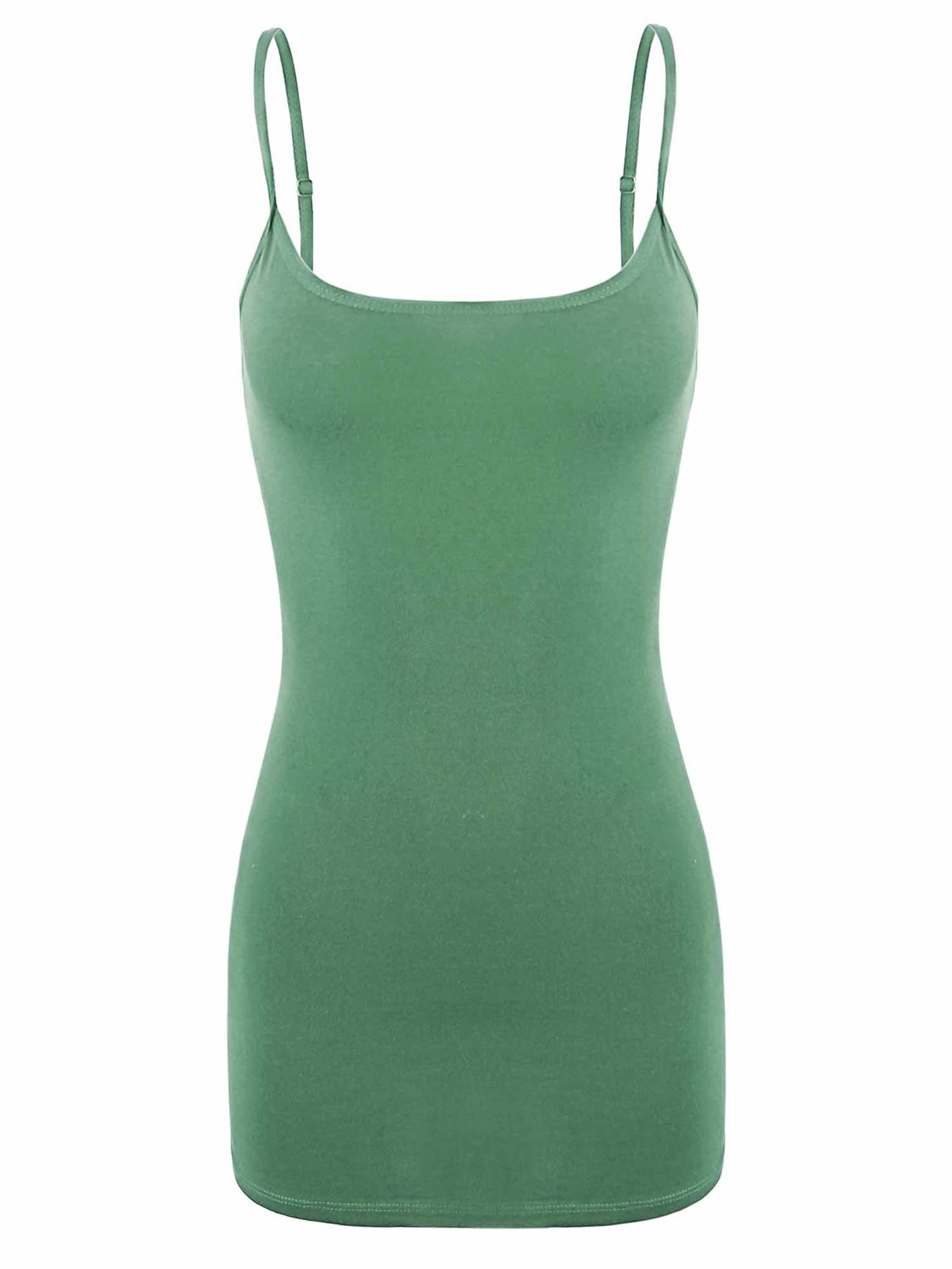 Basic Long Line Adjustable Spaghetti Strap Cami Tank Tops - Picture 50 of 150