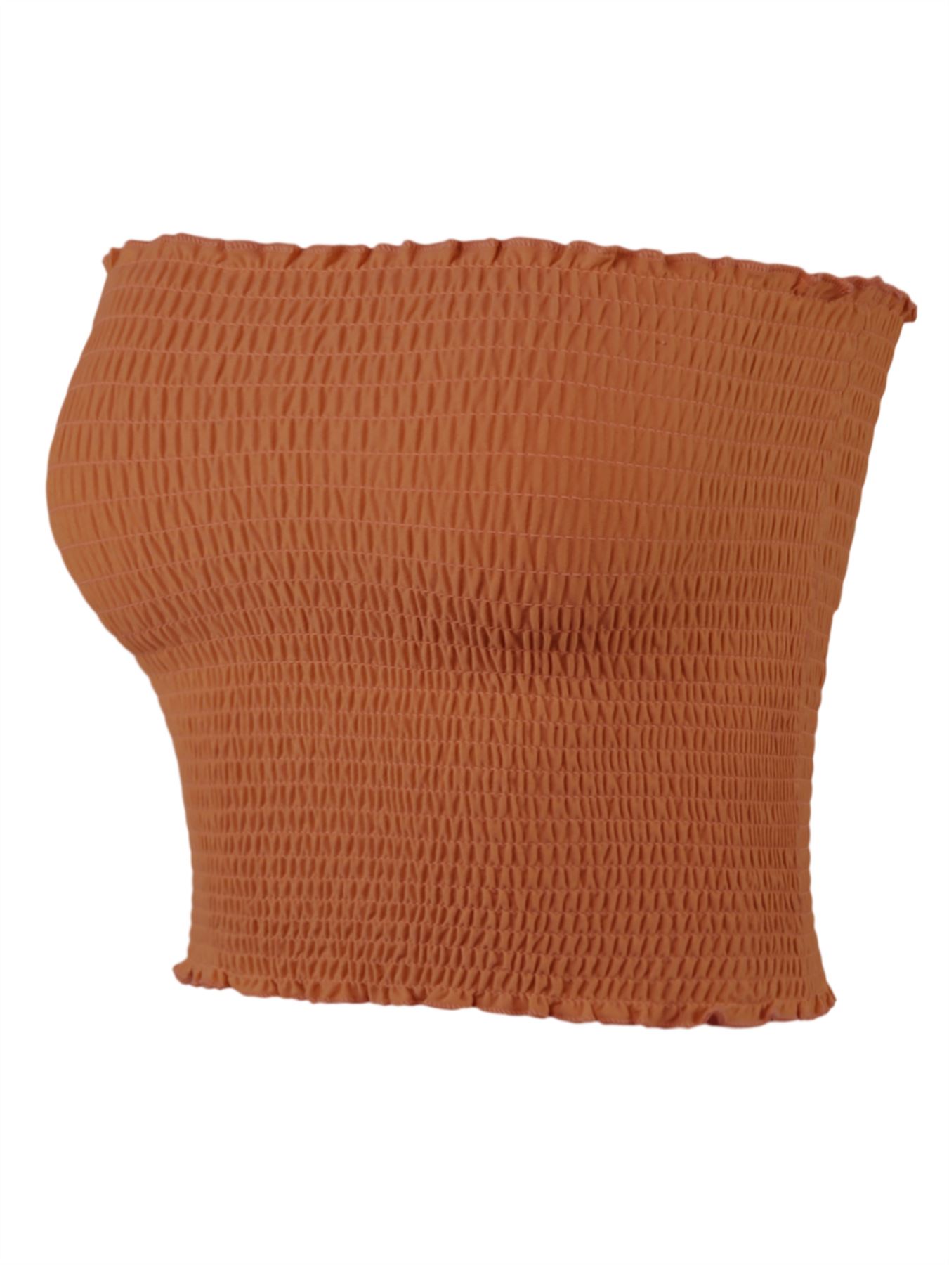 Sexy Fitted Strapless Cotton Smocked Tube Crop Tops - Picture 3 of 116