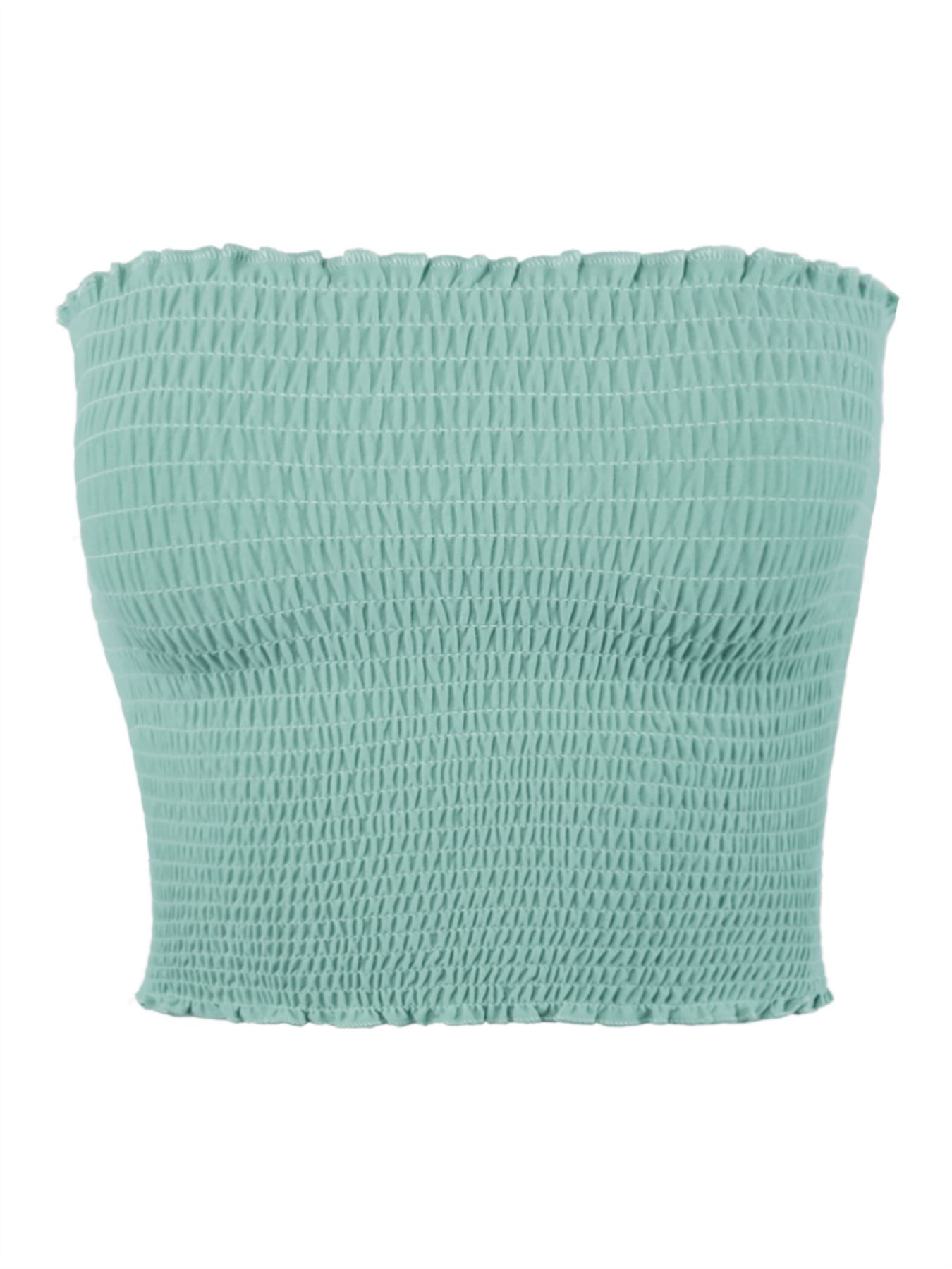 Sexy Fitted Strapless Cotton Smocked Tube Crop Tops - Picture 69 of 116