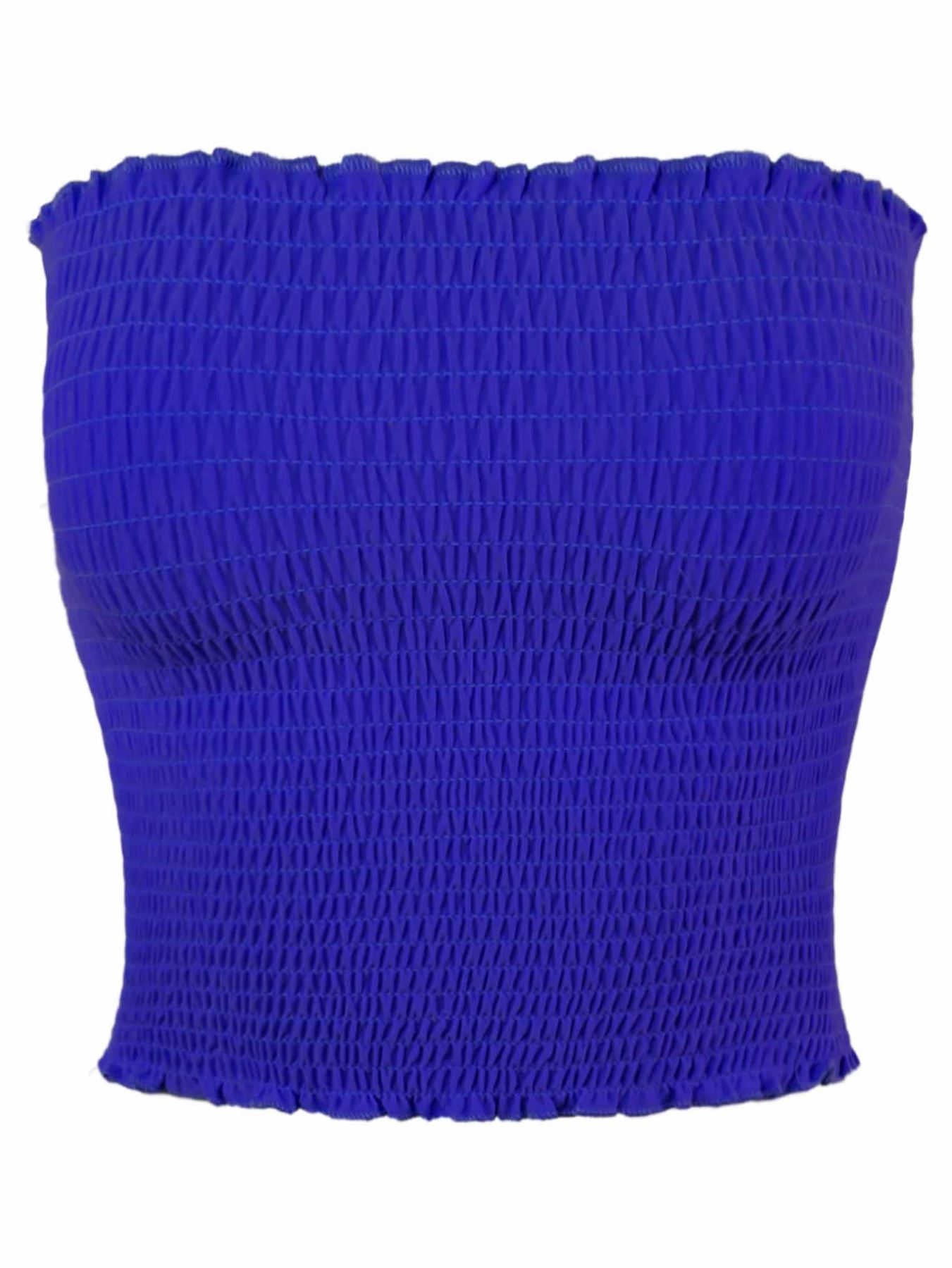 Sexy Fitted Strapless Cotton Smocked Tube Crop Tops - Picture 28 of 116