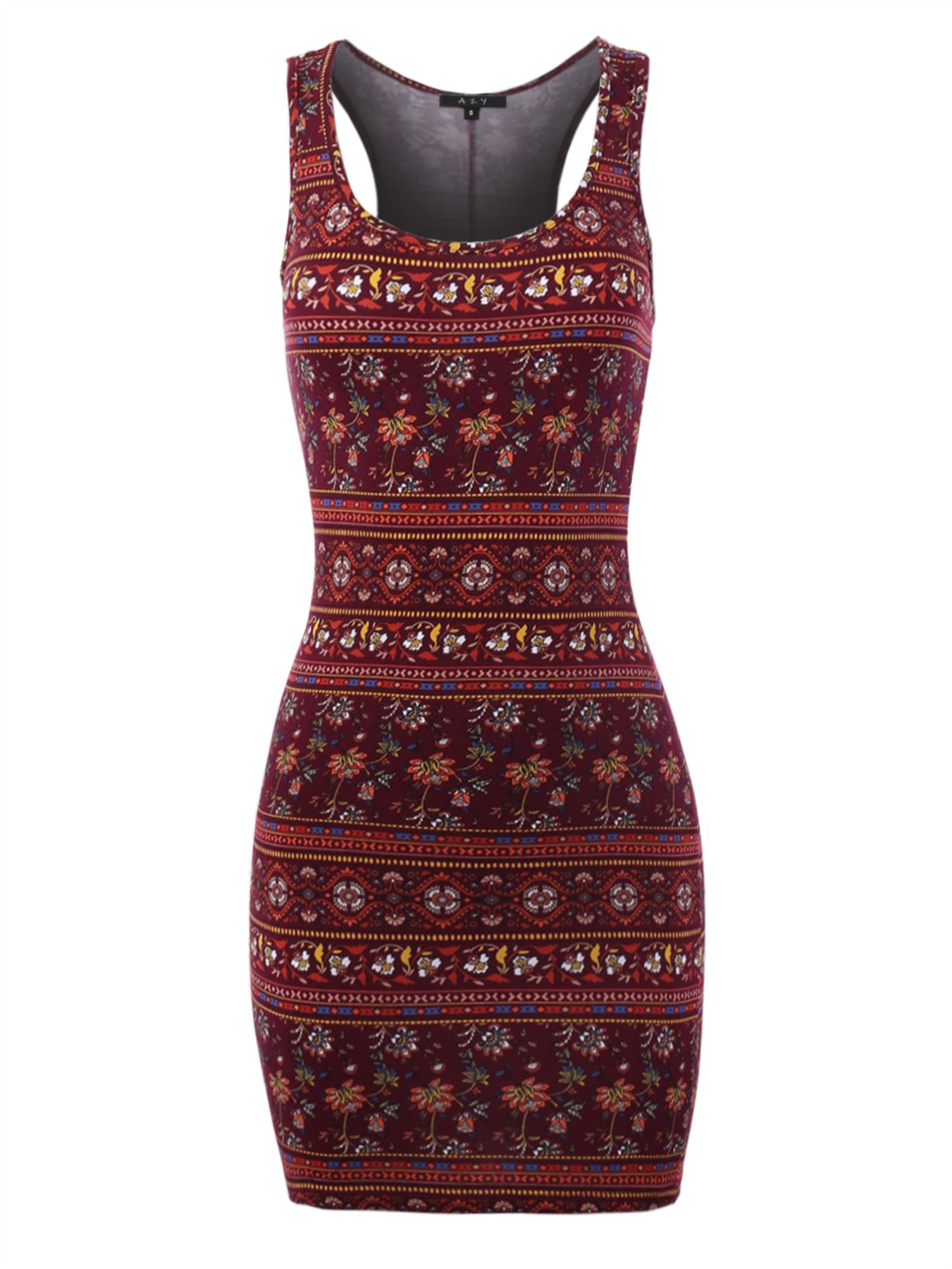 Scoop Neck Racerback Sleeveless Bodycon Dress - Picture 6 of 9