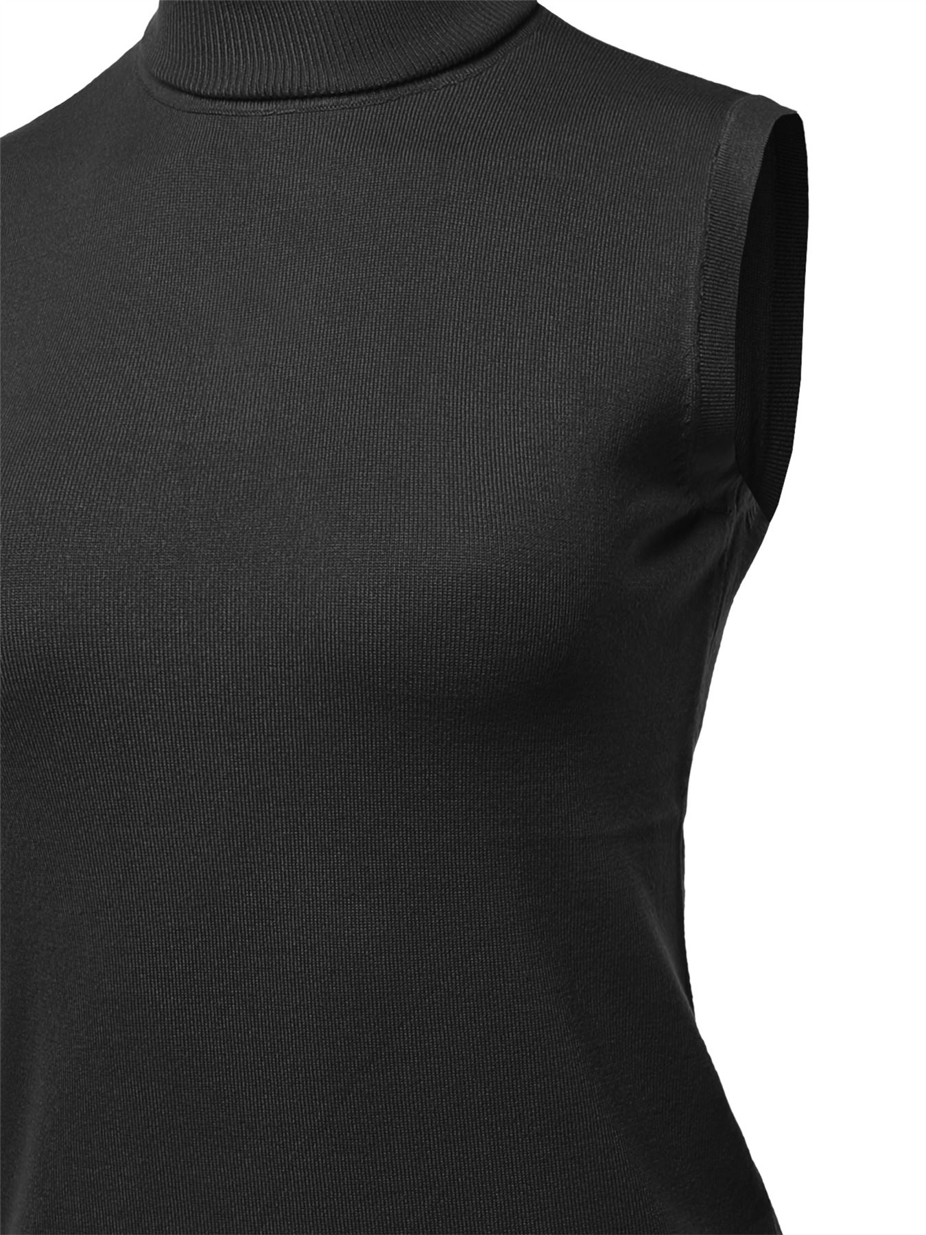 Top de suéter sin mangas cuello de tortuga viscosa - Imagen 5 de 67