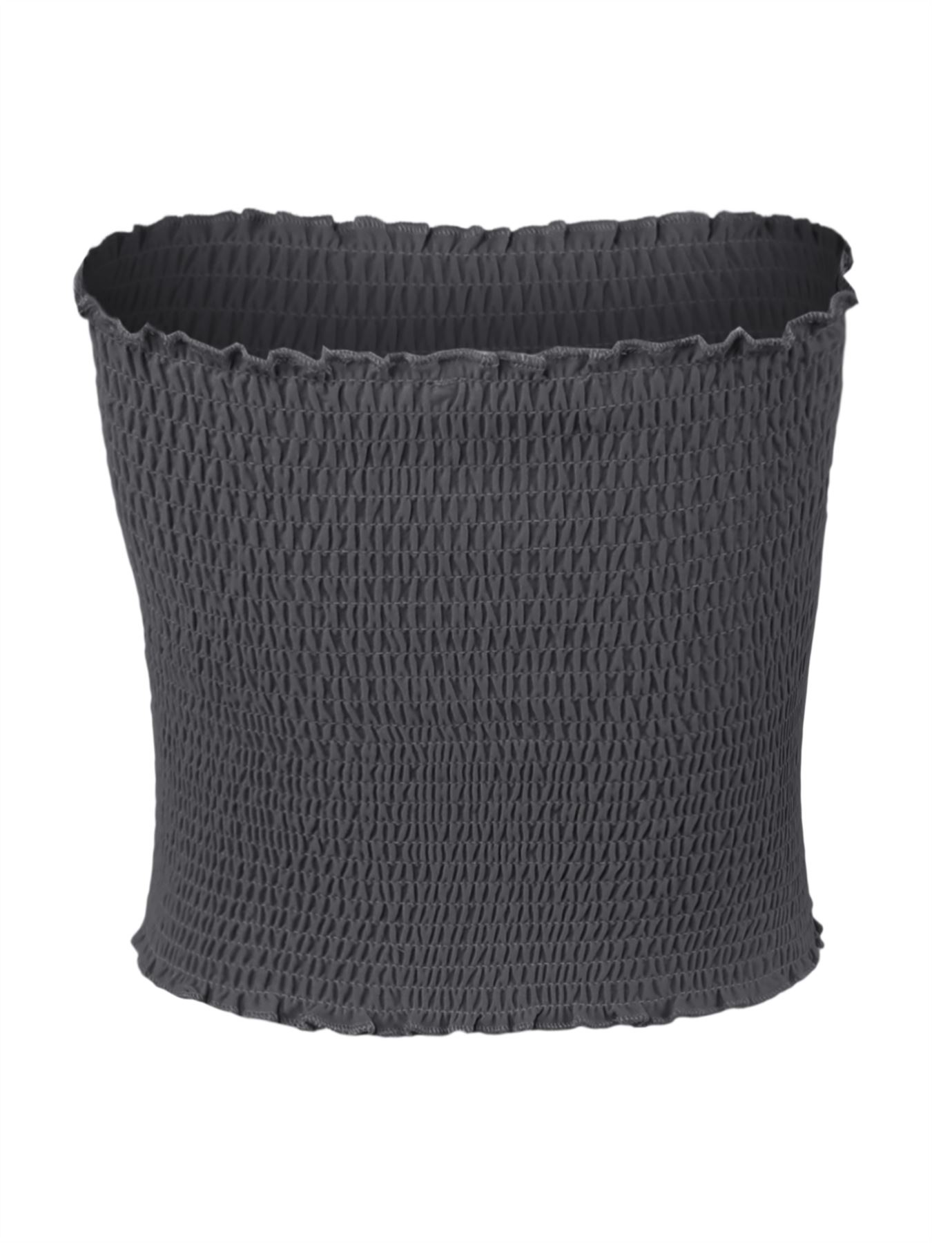 Sexy Fitted Strapless Cotton Smocked Tube Crop Tops - Picture 39 of 116