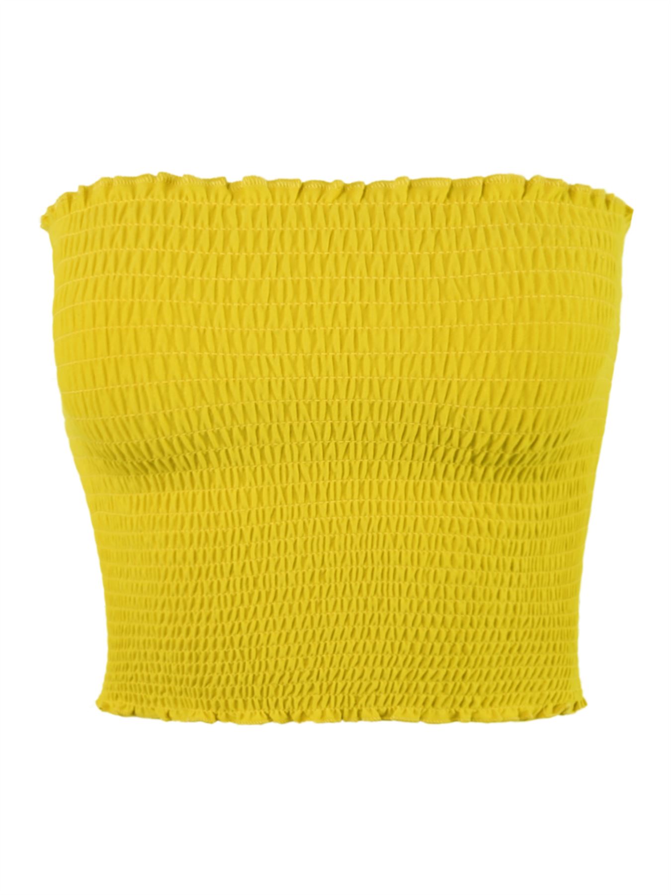 Sexy Fitted Strapless Cotton Smocked Tube Crop Tops - Picture 114 of 116