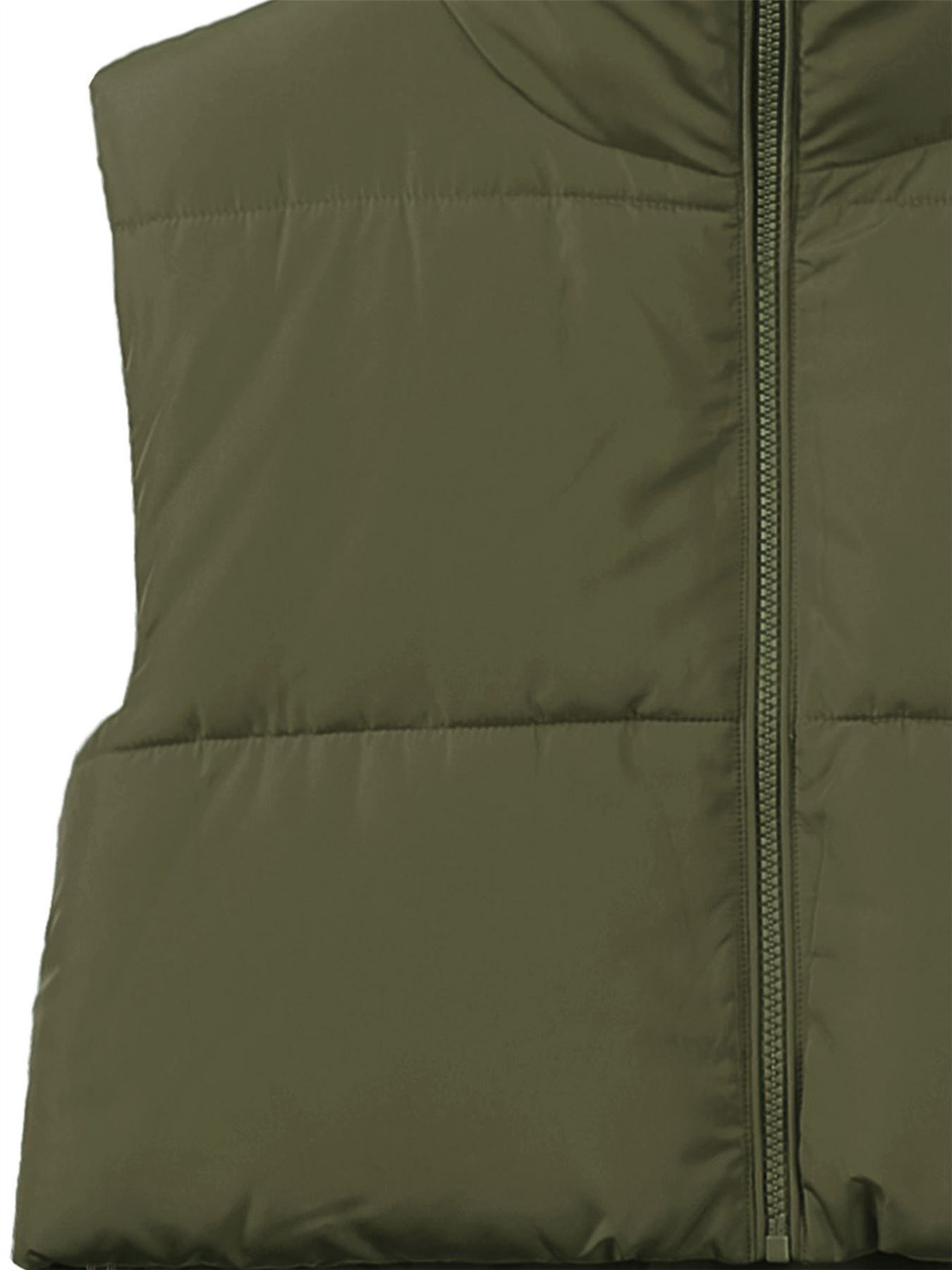 Crop Lightweight Sleeveless Warm Padded Outerwear Puffer Vest - Picture 29 of 41