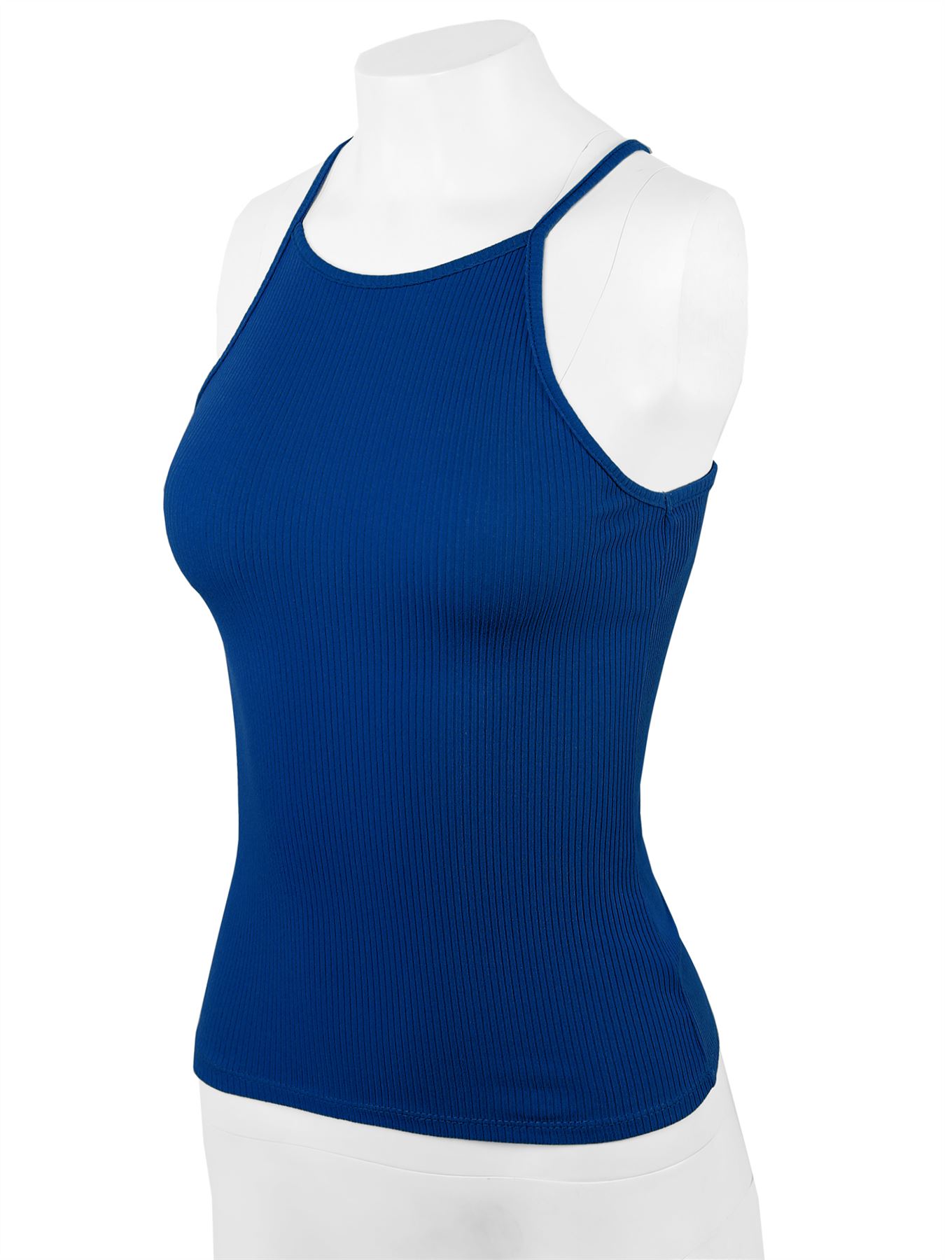 Ribbed High Square Halter Neck Racerback Cami Top - Picture 101 of 120