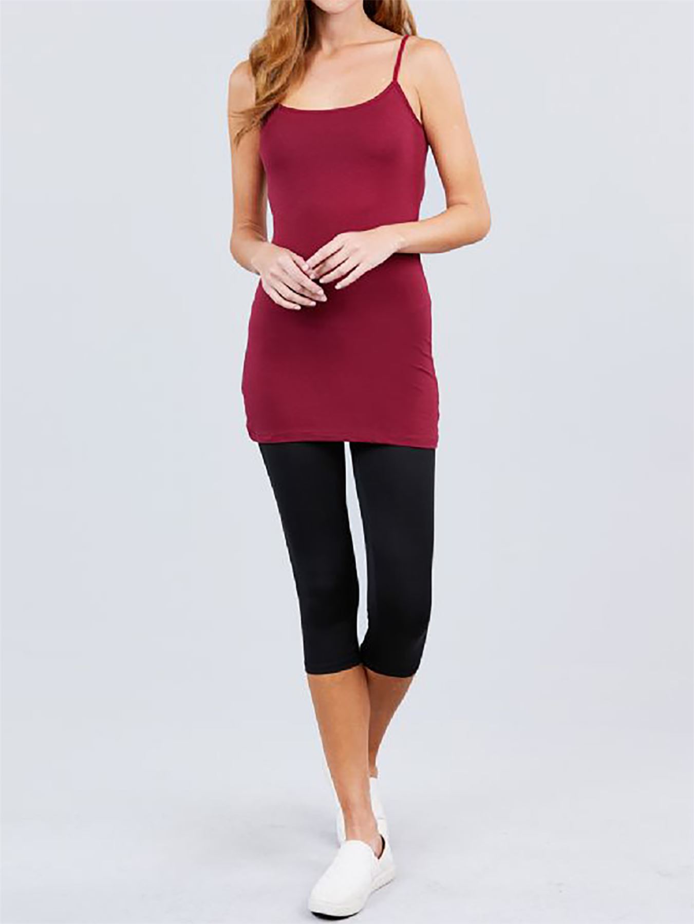 Basic Long Line Adjustable Spaghetti Strap Cami Tank Tops - Picture 101 of 150