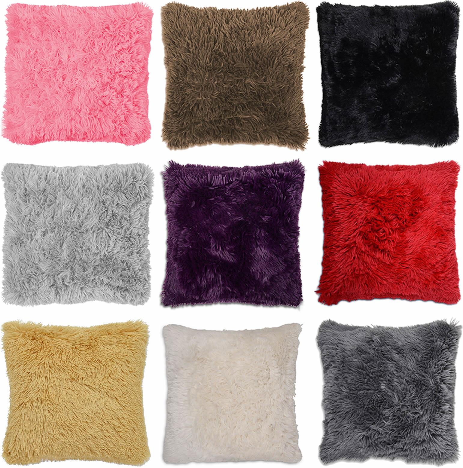 SUPER SOFT STRIPED FUR CUSHION COVERS 20/"X20/"//50X50CMS VARIOUS COLORS