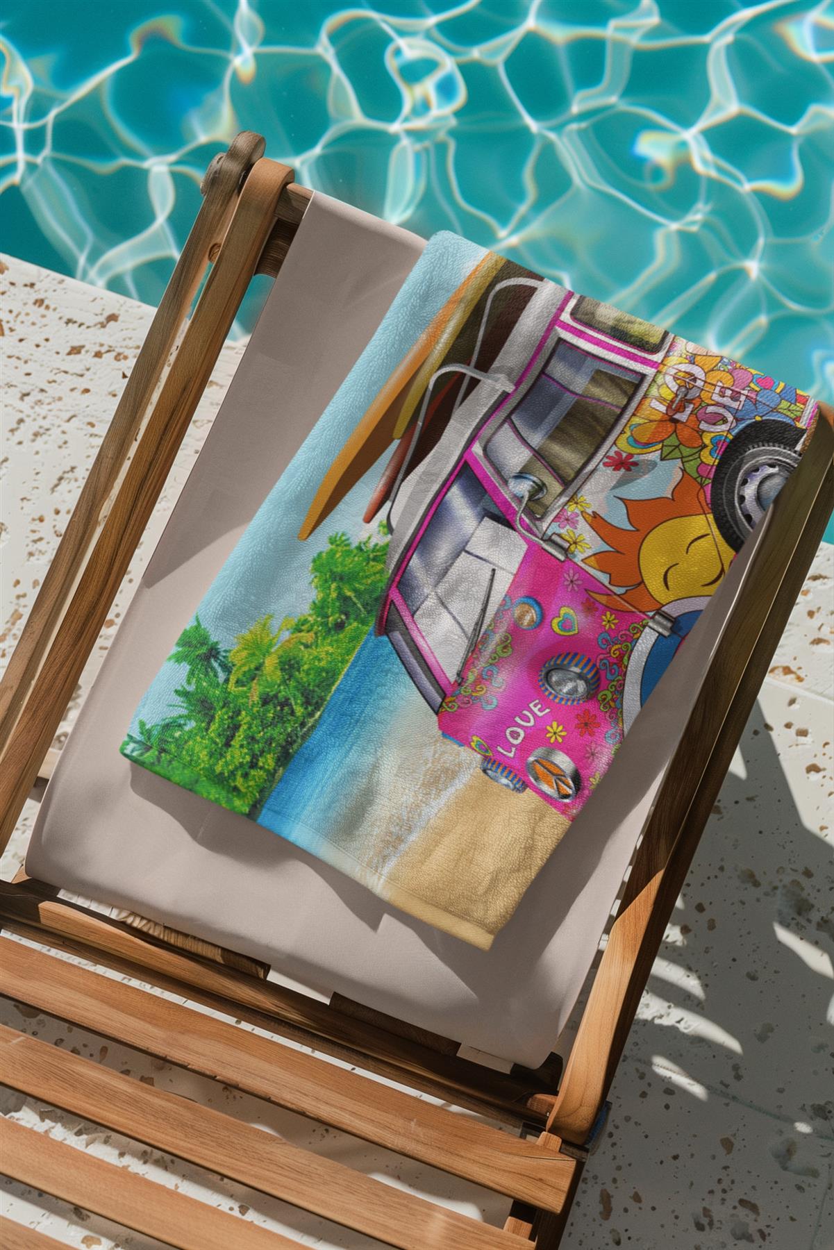 Beach Towel Large Lightweight Campervan Stripes Turtle Polyester Microfibre - Picture 42 of 59