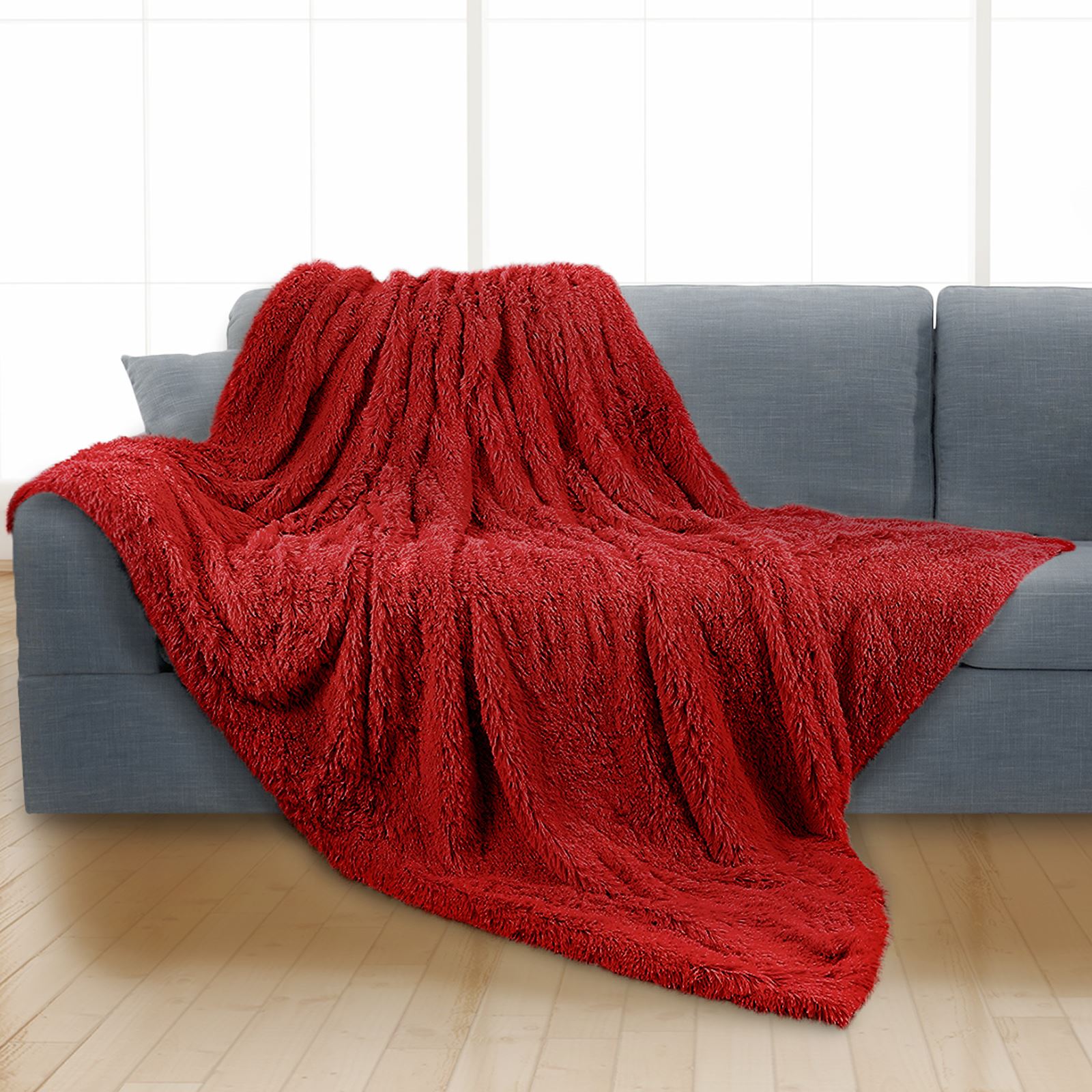 Luxury Faux Fur Throw Blanket Super Soft & Cuddly Shaggy 150x200cm Long