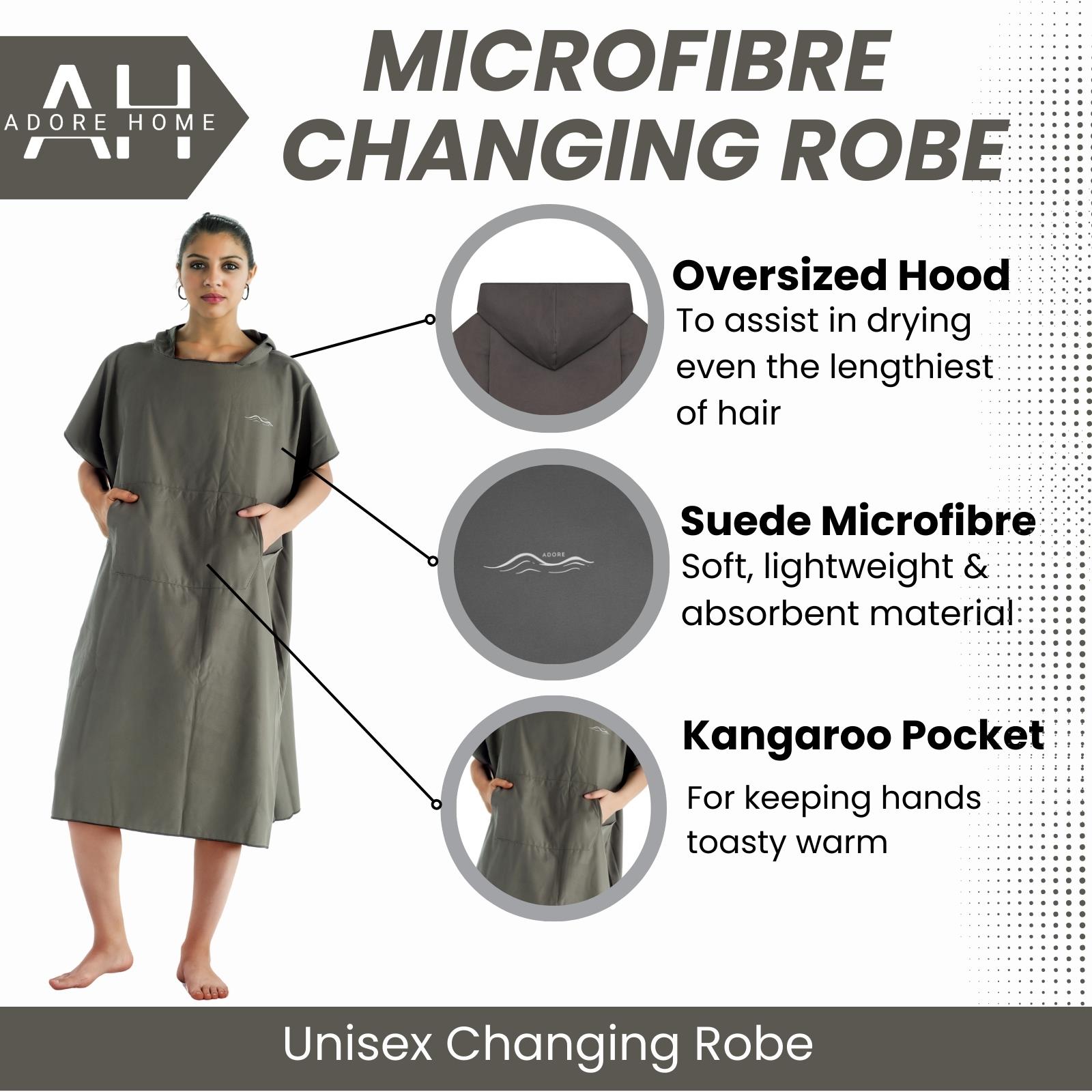 Ladies Microfibre Changing Robe Quick Drying Absorbent Sand Free Poncho - Picture 25 of 27