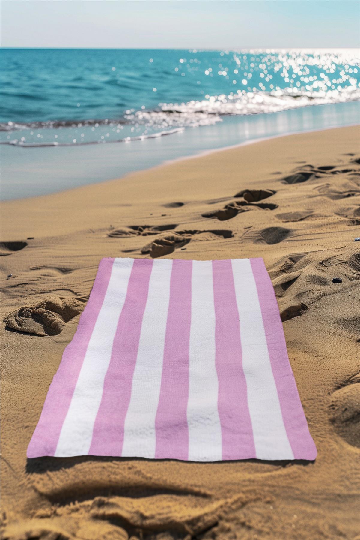 Beach Towel Large Striped Soft & Absorbent Cabana Stripes Lightweight Microfibre - Picture 25 of 26