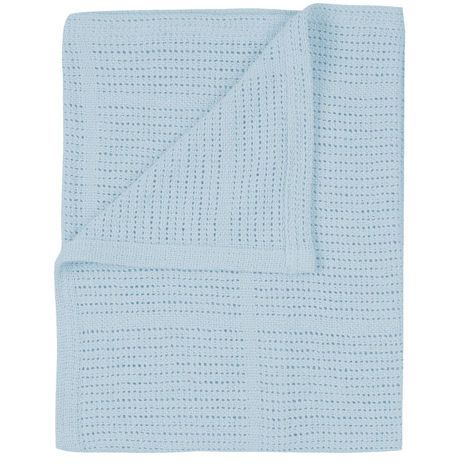 Blue 100% Cotton Cellular Blanket Baby Breathable Soft Pram Cot - Picture 6 of 7